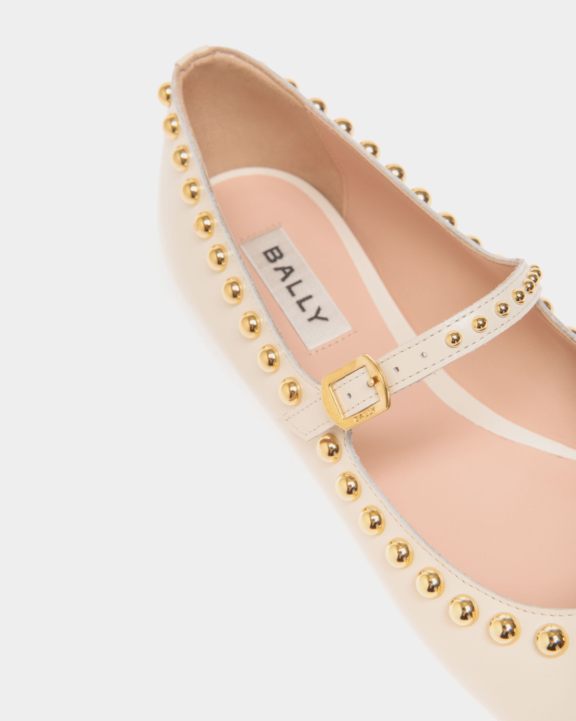 Ballyrina Flat in Ivory Leather - Women's - Bally - 06