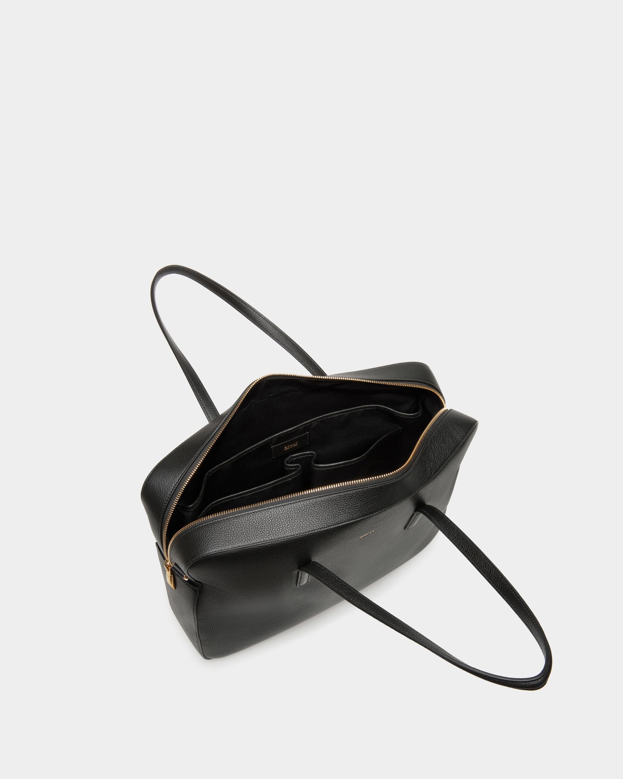 Emblem Business Bag in Black Grained Leather - Women's - Bally - 05