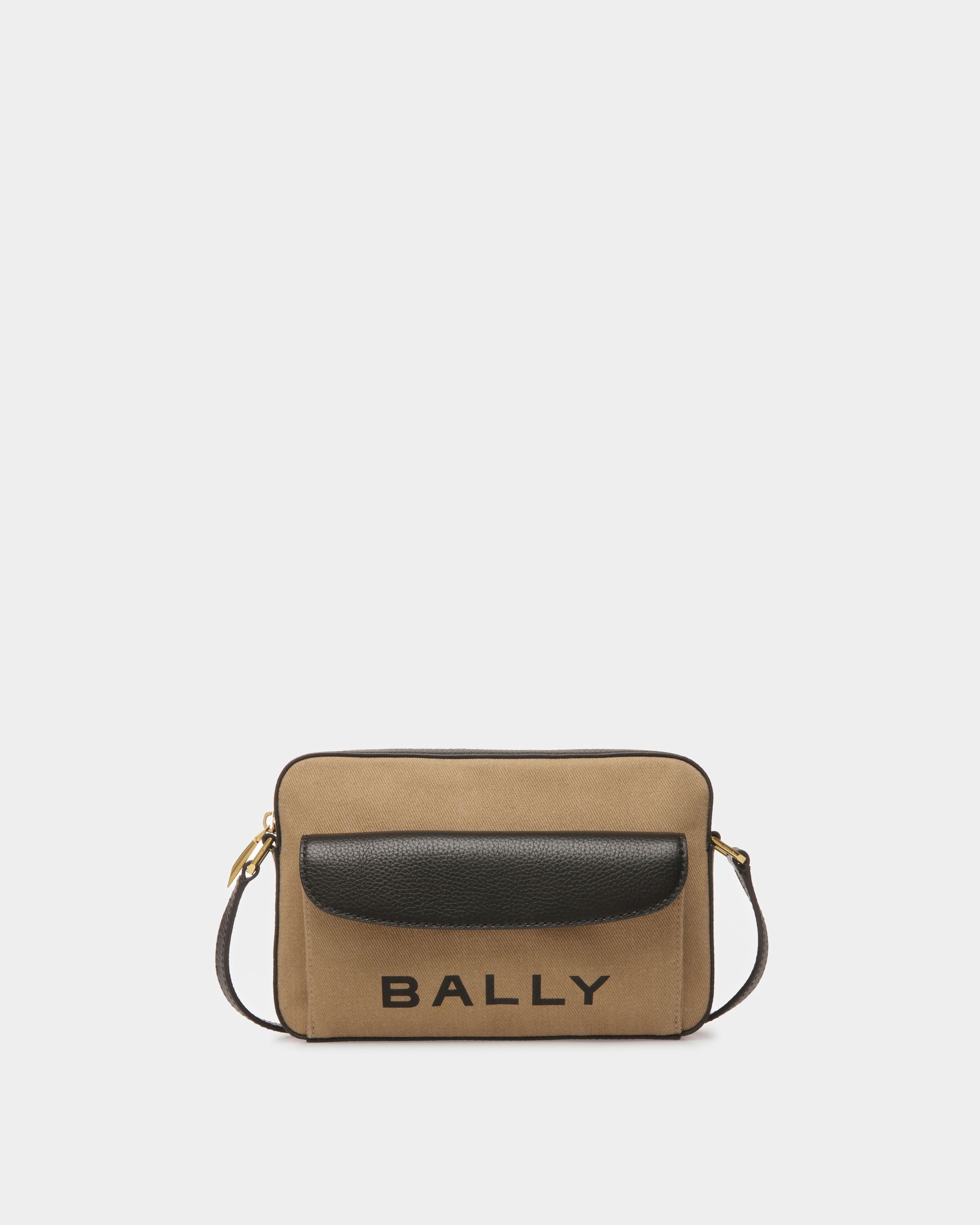 Bar Crossbody Bag In Sand And Black Fabric - Women's - Bally - 01
