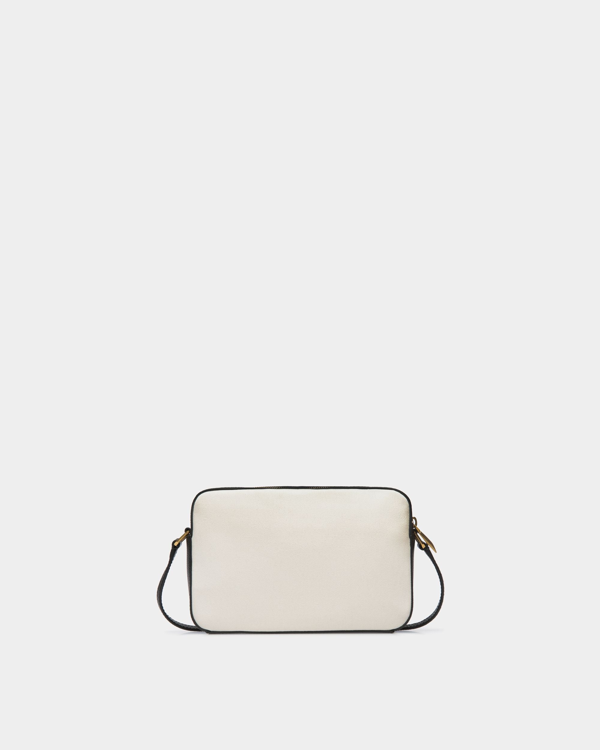 Bar Crossbody Bag In White Fabric And Black Leather - Women's - Bally - 02