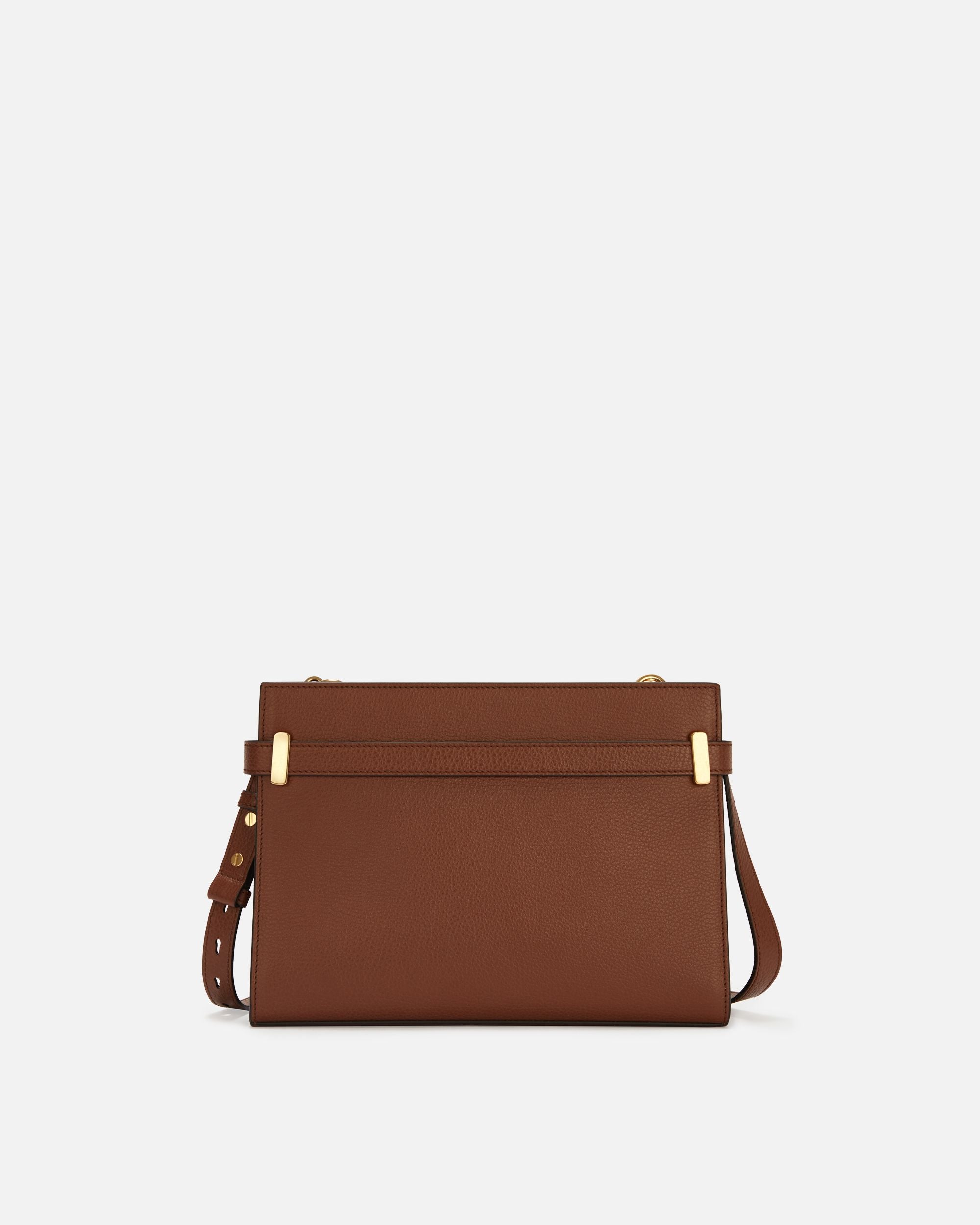 Carriage Shoulder Bag in Brown Grained Leather - Women's - Bally - 02