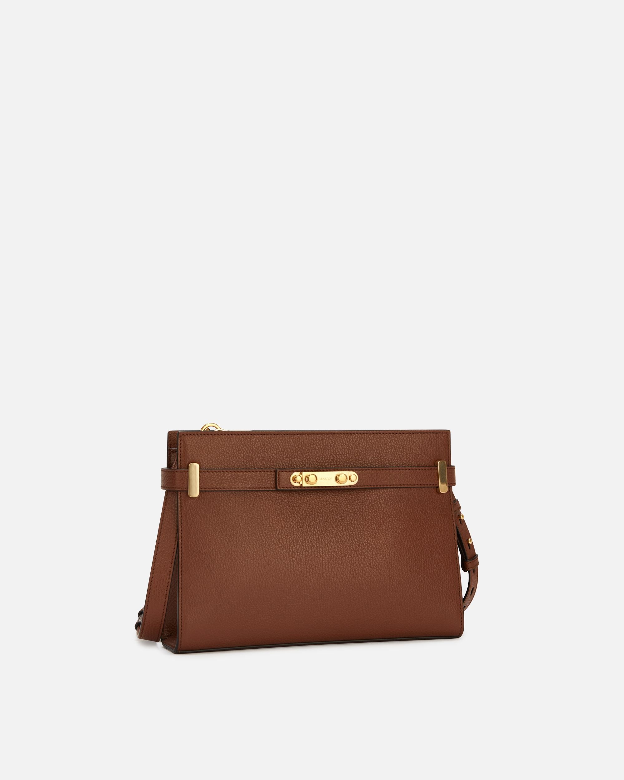 Carriage Shoulder Bag in Brown Grained Leather - Women's - Bally - 03