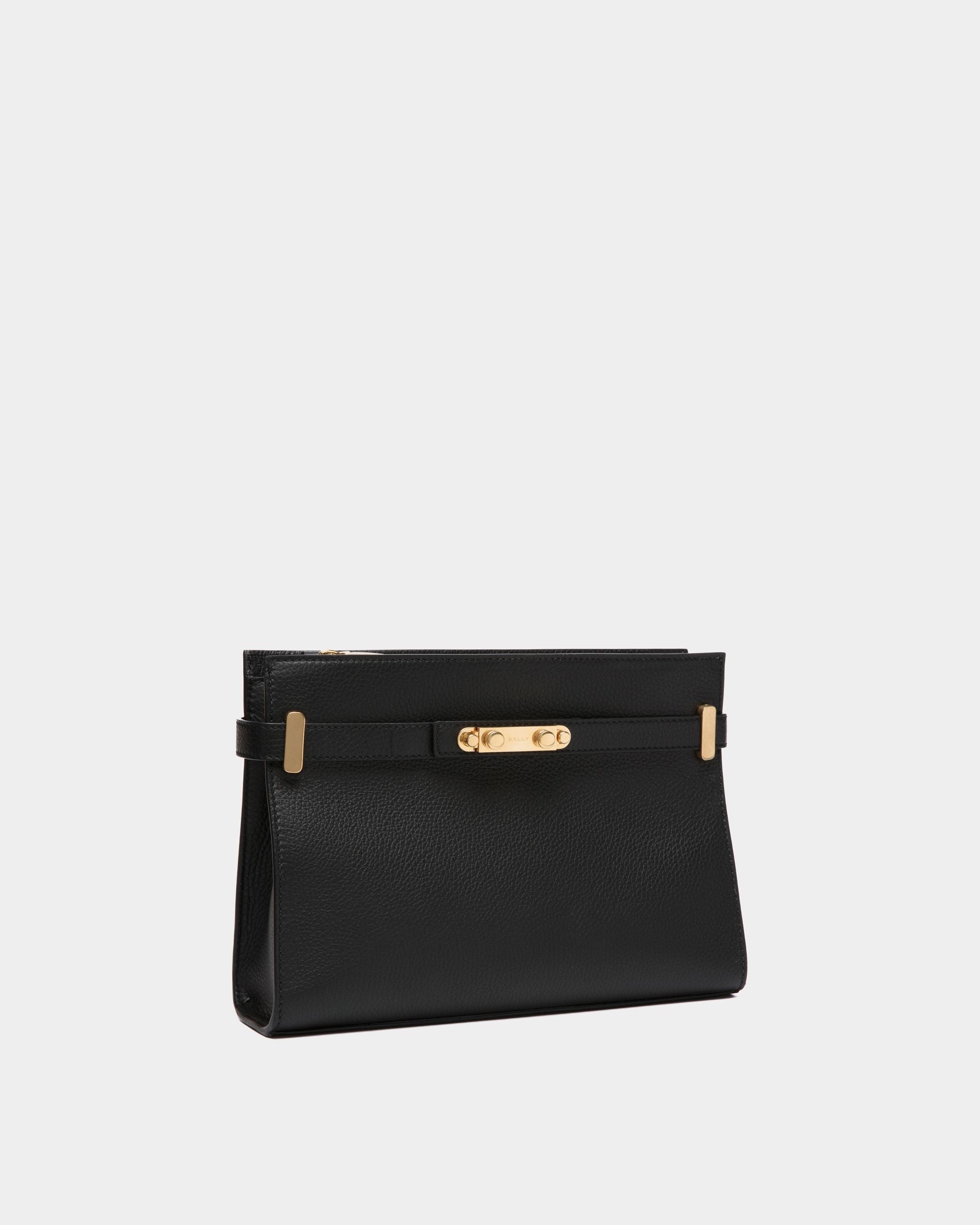 Carriage Shoulder Bag in Black Grained Leather - Women's - Bally - 04
