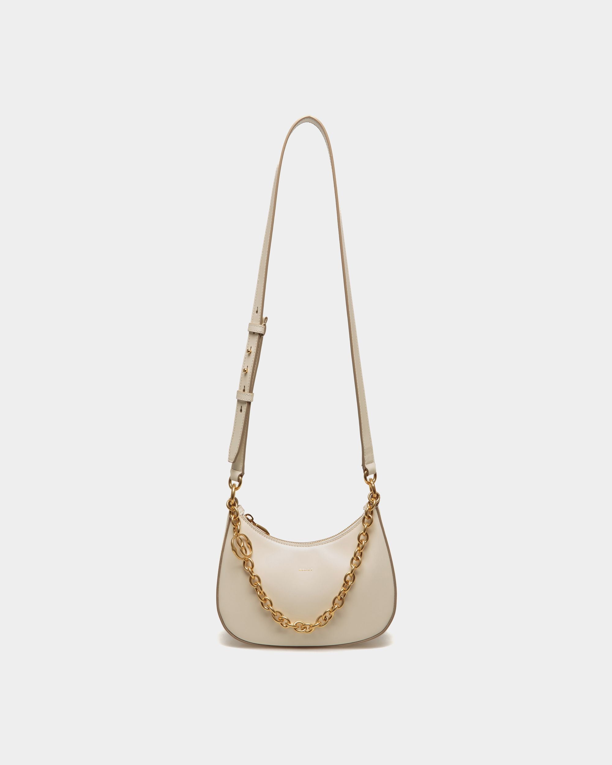 Emblem Mini Crossbody Bag In White Brushed Leather - Women's - Bally - 01