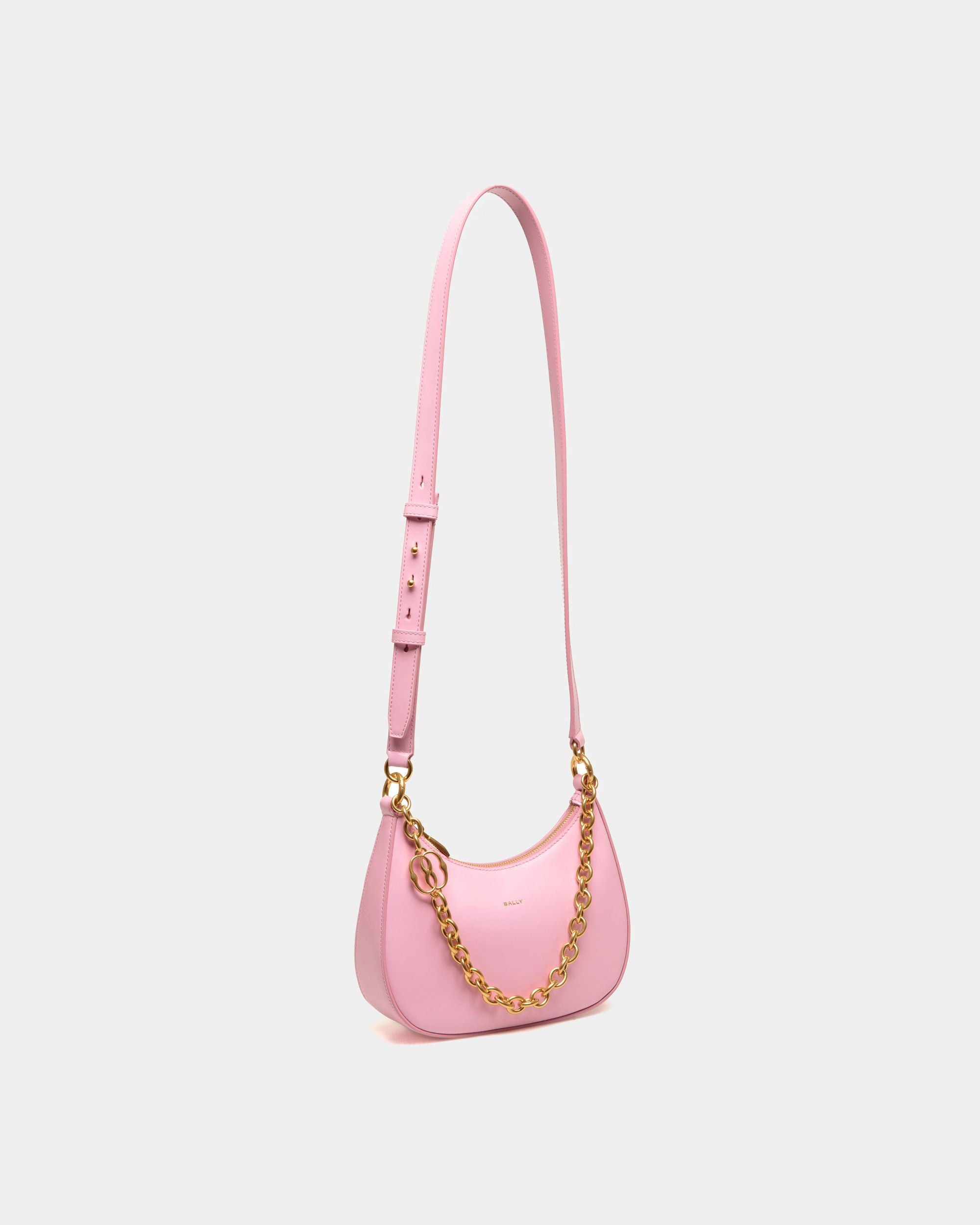 Emblem Mini Crossbody Bag in Pink Brushed Leather - Women's - Bally - 03