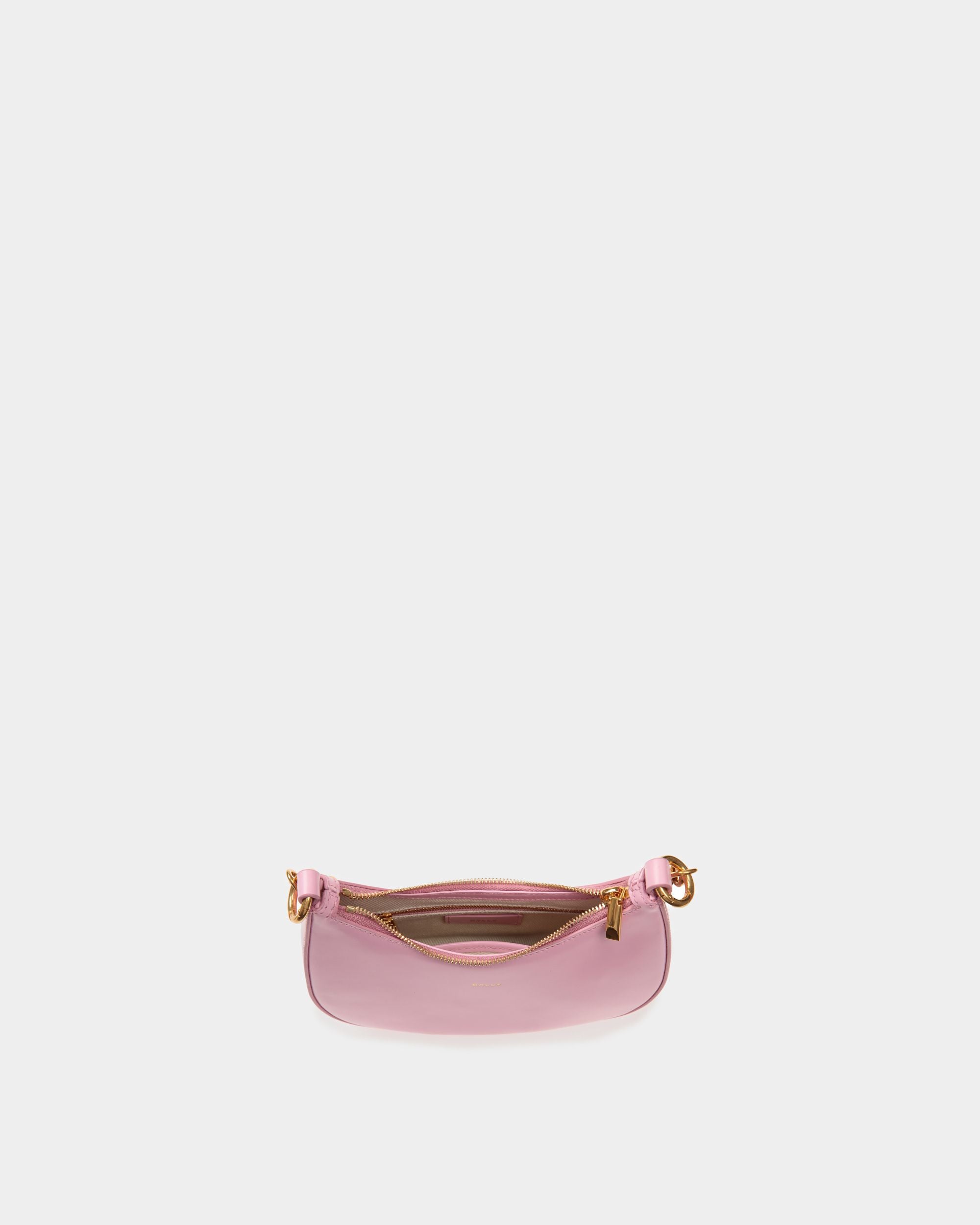 Emblem Mini Crossbody Bag in Pink Brushed Leather - Women's - Bally - 04