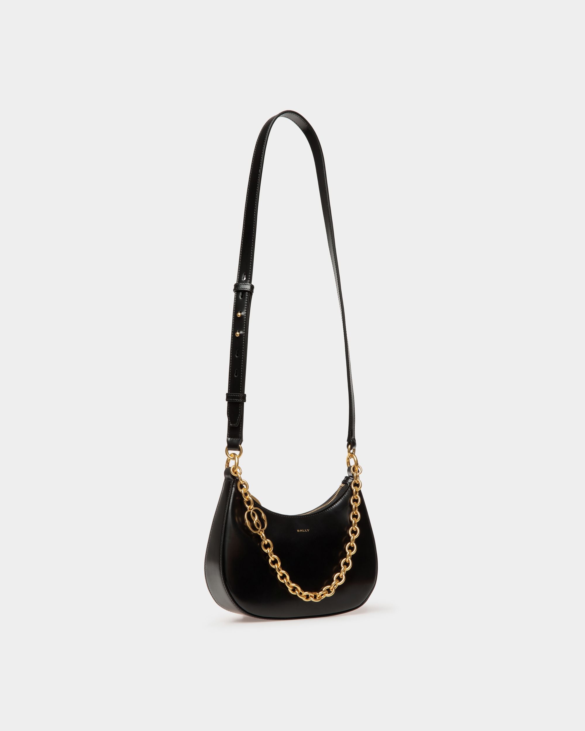 Emblem Mini Crossbody Bag in Black Brushed Leather - Women's - Bally - 04