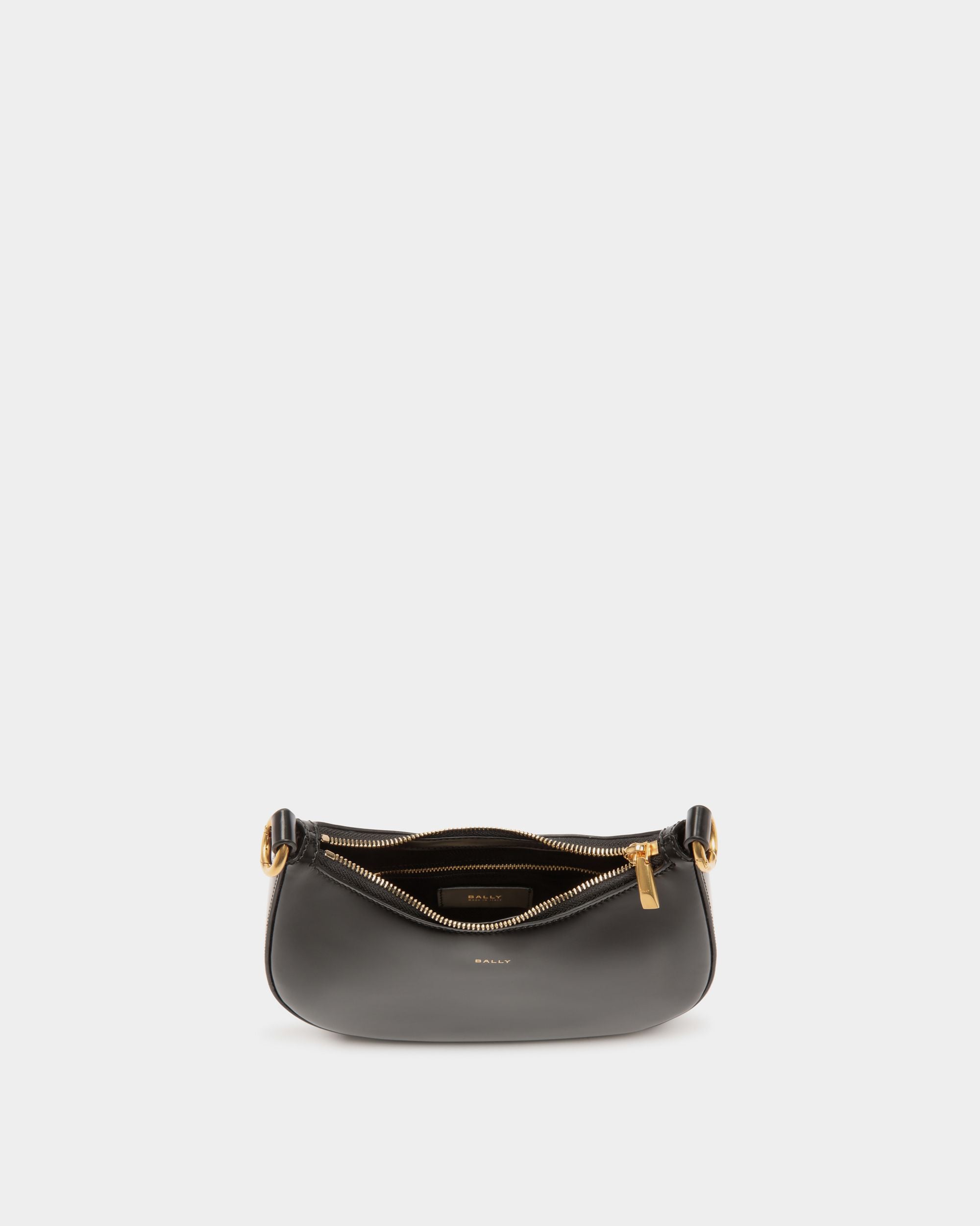 Emblem Mini Crossbody Bag in Black Brushed Leather - Women's - Bally - 05