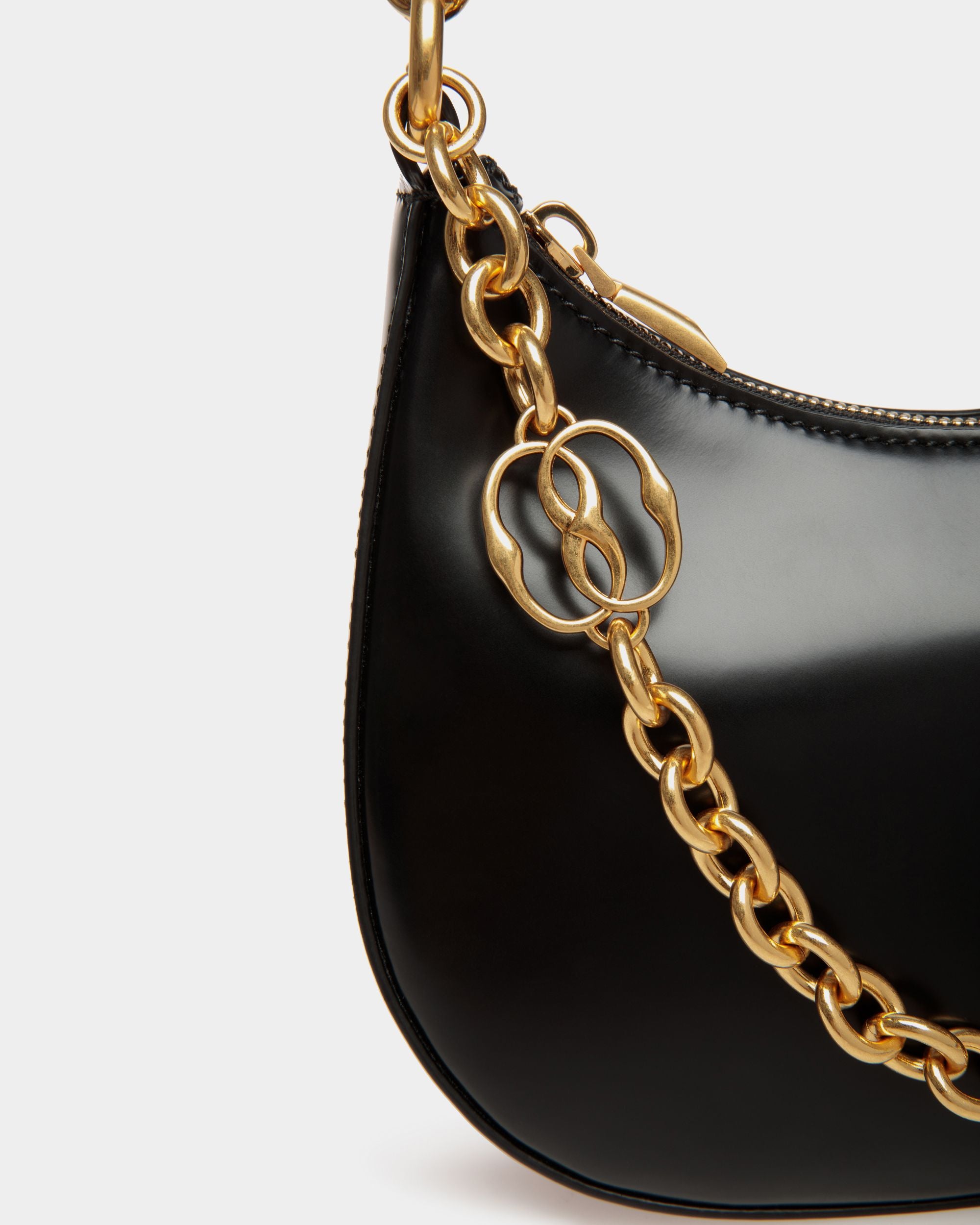 Emblem Mini Crossbody Bag in Black Brushed Leather - Women's - Bally - 06