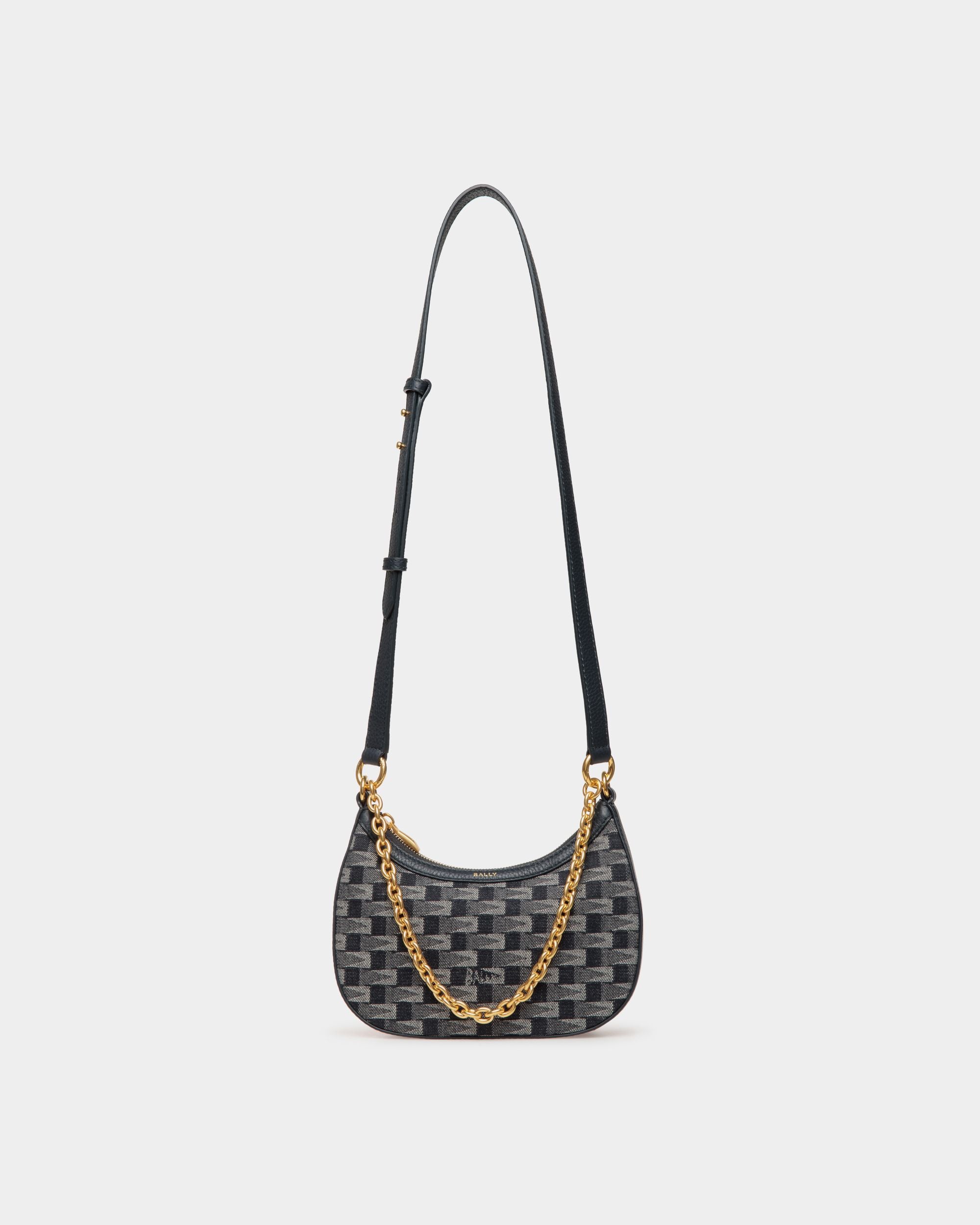 Bar Mini Crossbody Bag in Pennant Motif Denim - Women's - Bally - 01