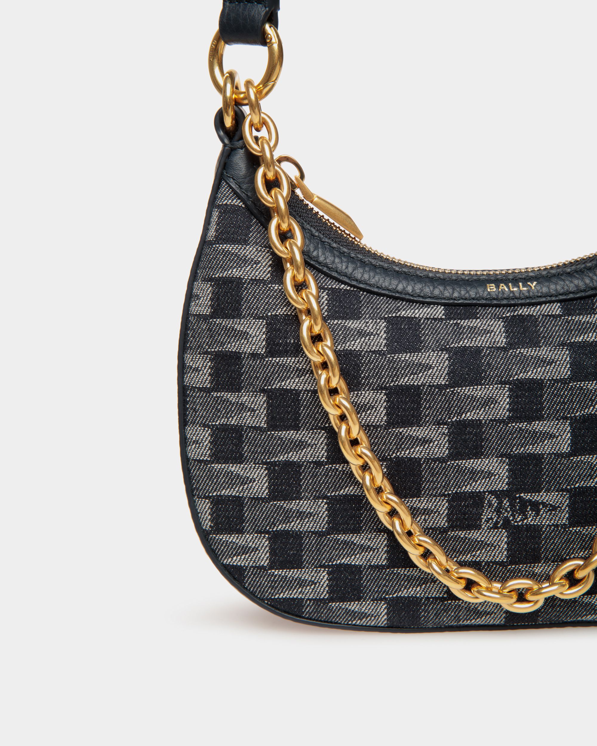 Bar Mini Crossbody Bag in Pennant Motif Denim - Women's - Bally - 05