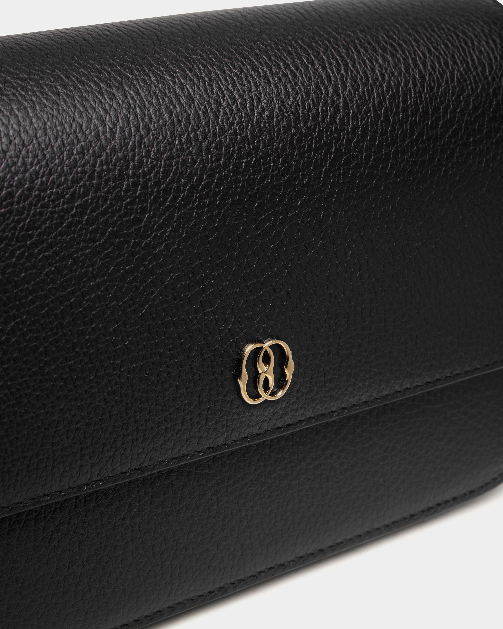 Emblem Small Crossbody Bag In Black Grained Leather - Women's - Bally - 05
