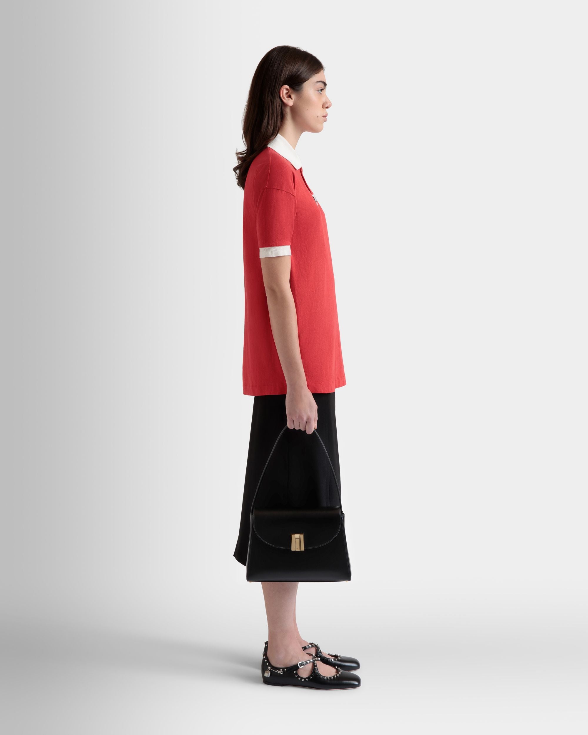 Ollam Crossbody Bag in Black Leather - Women's - Bally - 02