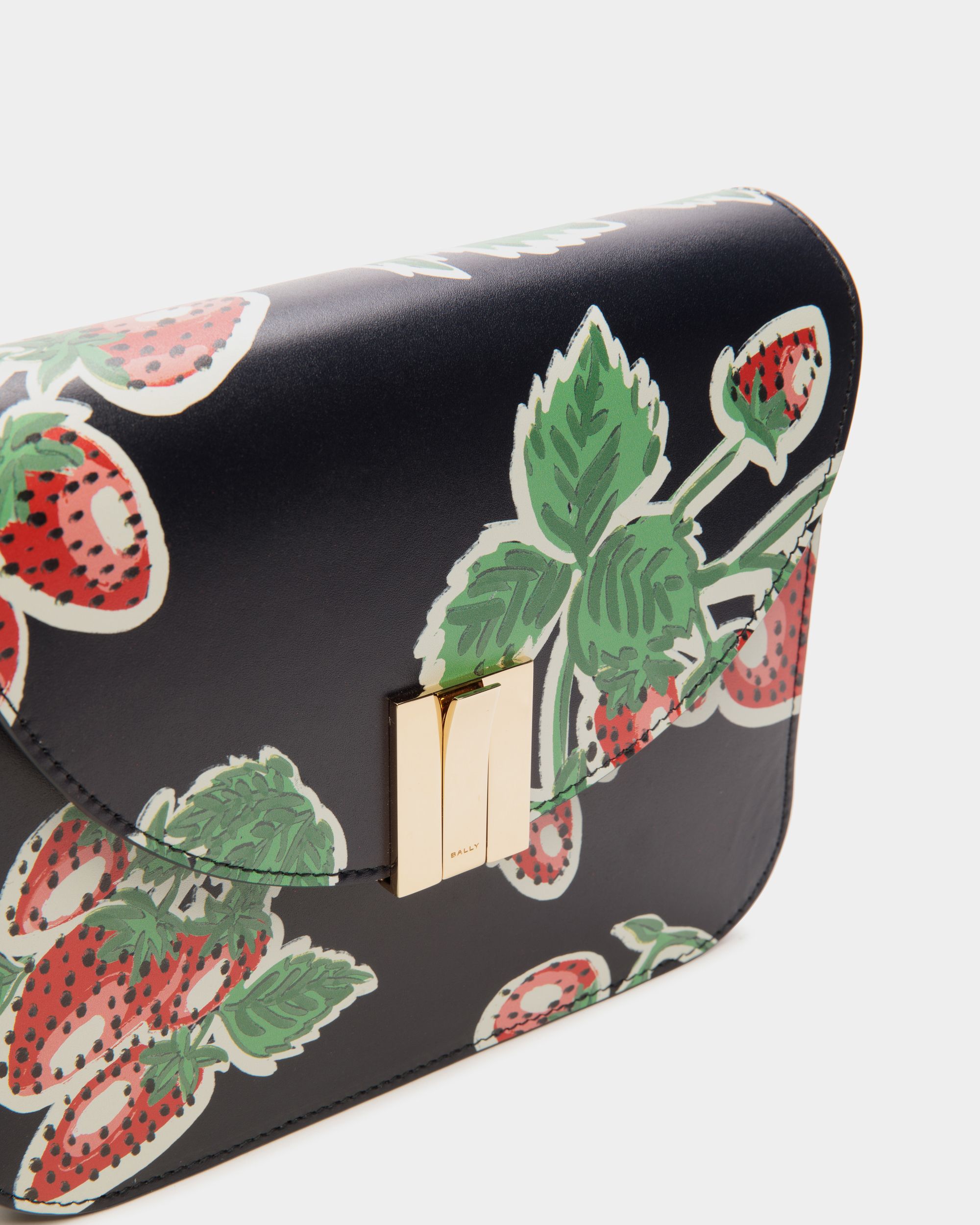 Ollam Crossbody Bag in Strawberry Print Leather - Women's - Bally - 06