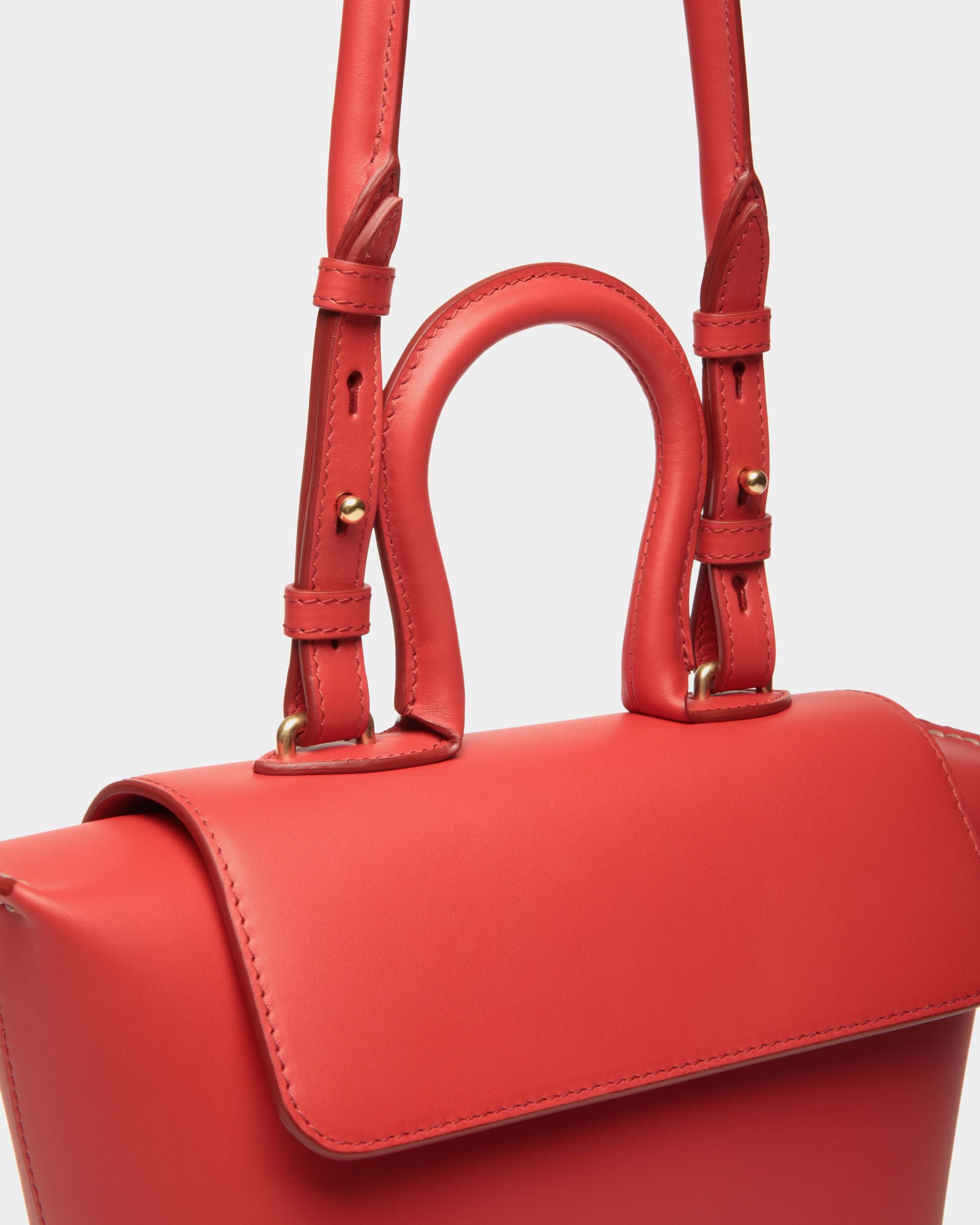 Belle Top Handle Bag in Candy Red Leather - Women's - Bally - 05