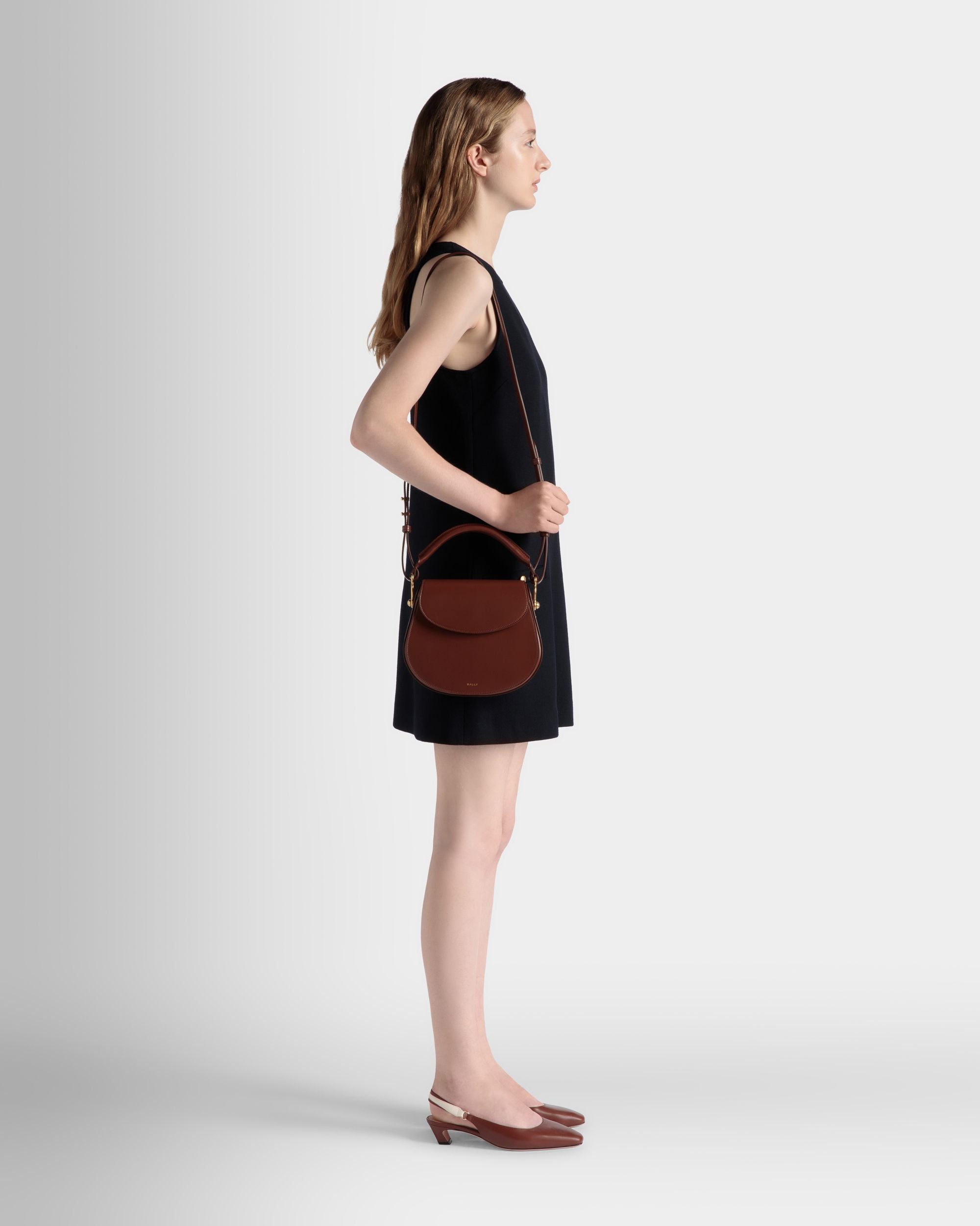 Lune Crossbody Bag In Brown Leather - Women's - Bally - 02