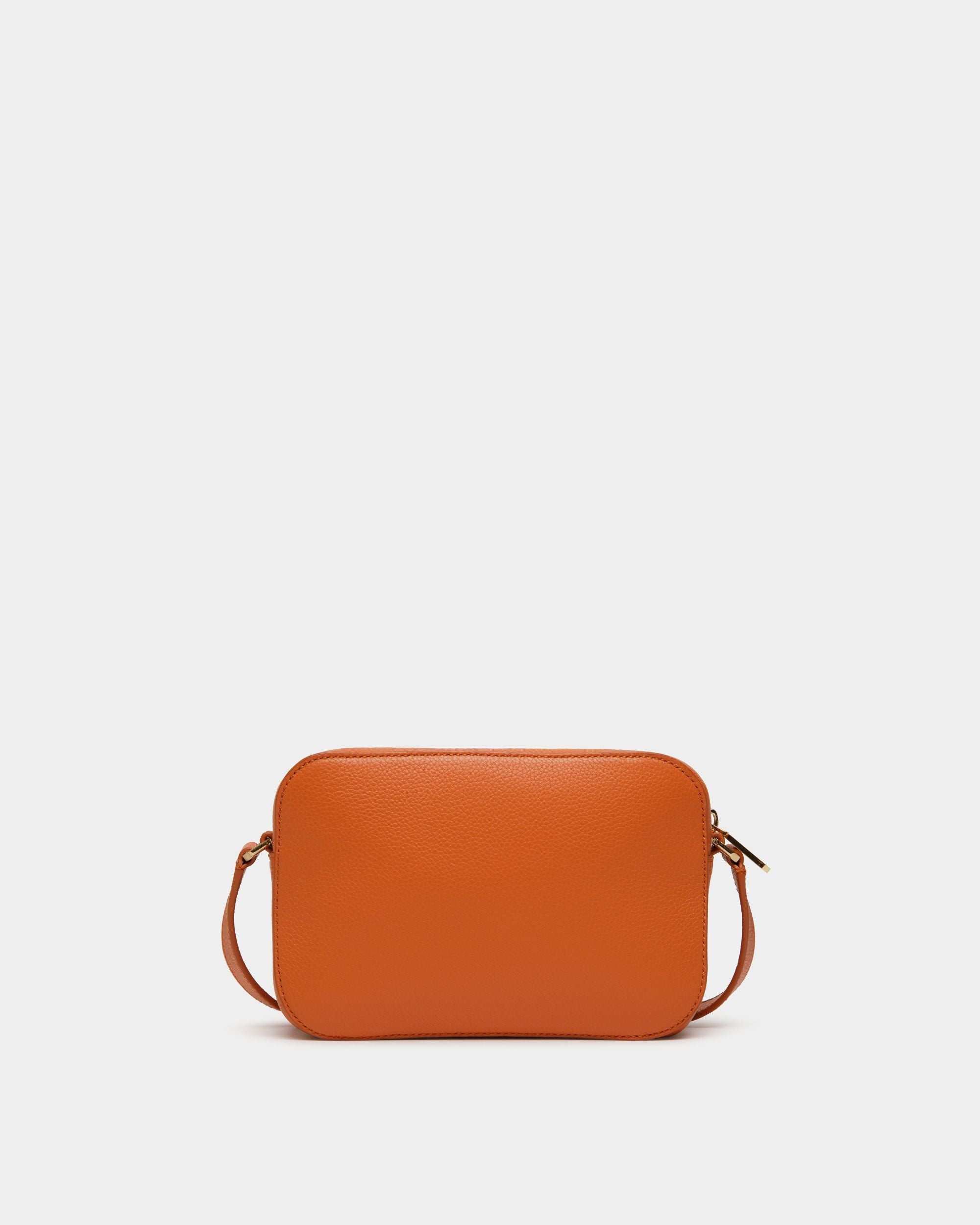 Lock Me Small Crossbody Bag in Koi Orange Grained Leather - Women's - Bally - 02