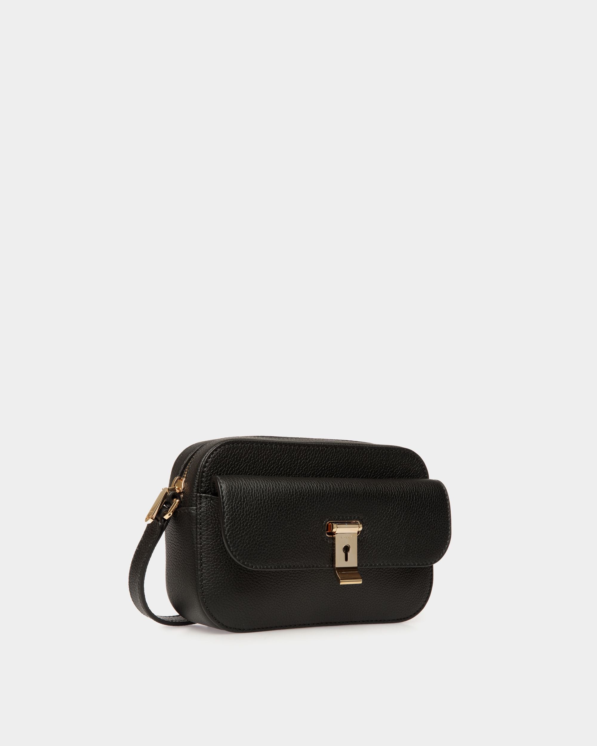 Lock Me Small Crossbody Bag in Black Grained Leather - Women's - Bally - 04
