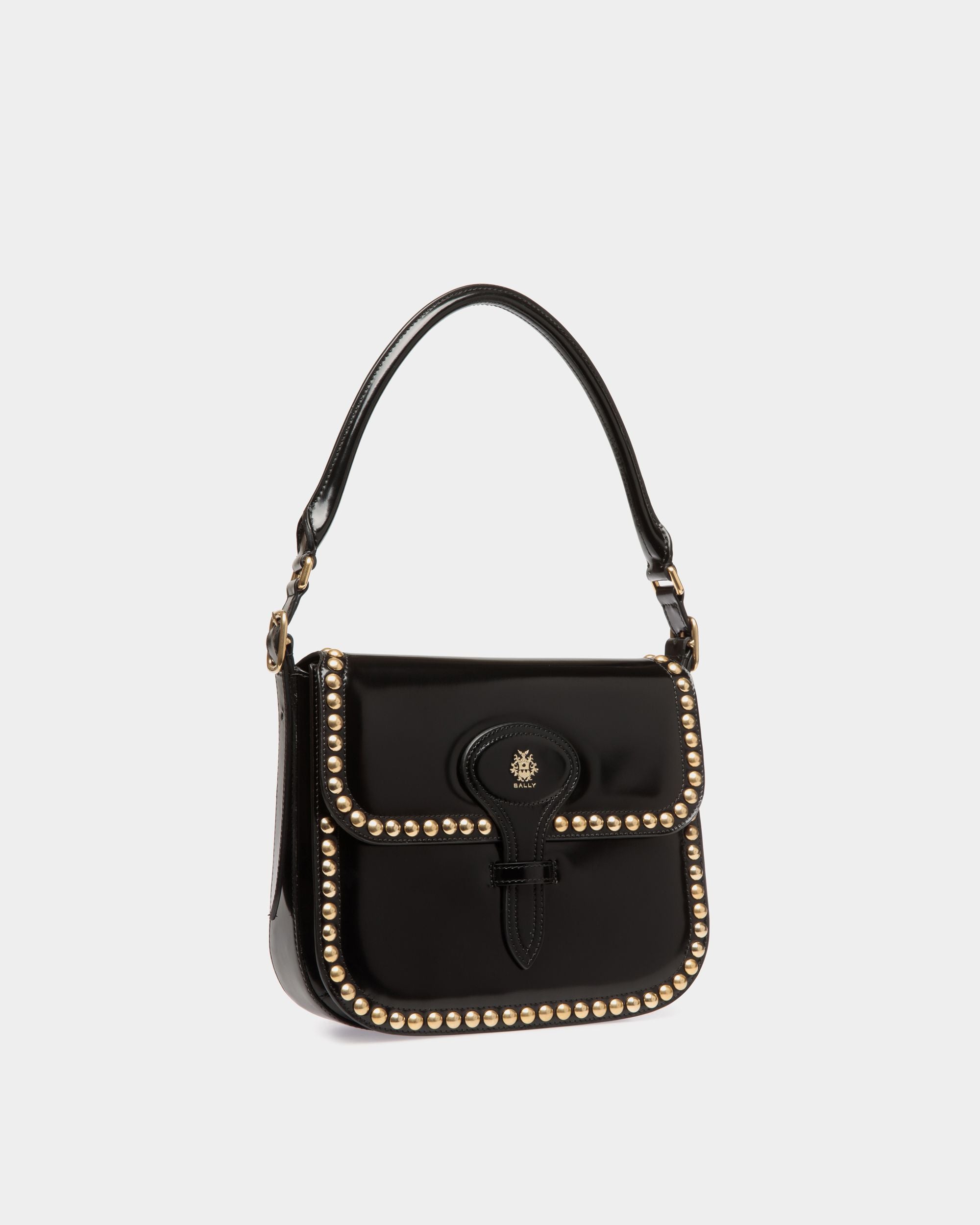 Beckett Crossbody Bag in Black Leather With Studs - Women's - Bally - 04