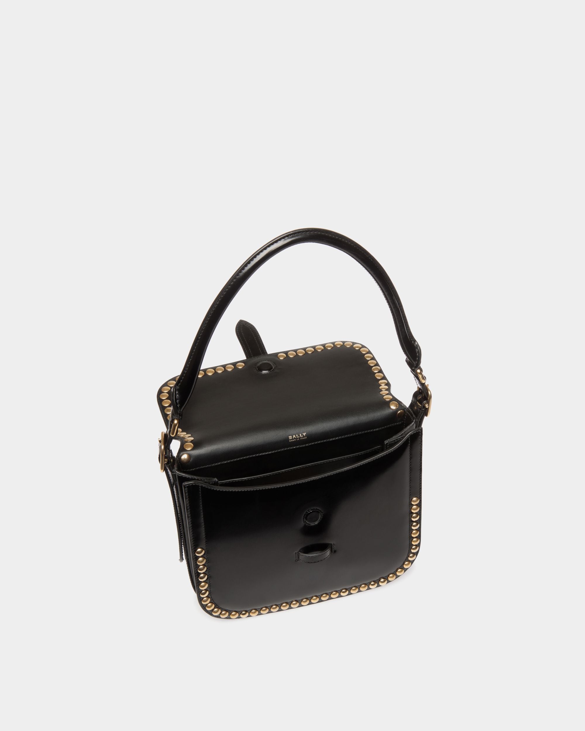 Beckett Crossbody Bag in Black Leather With Studs - Women's - Bally - 05