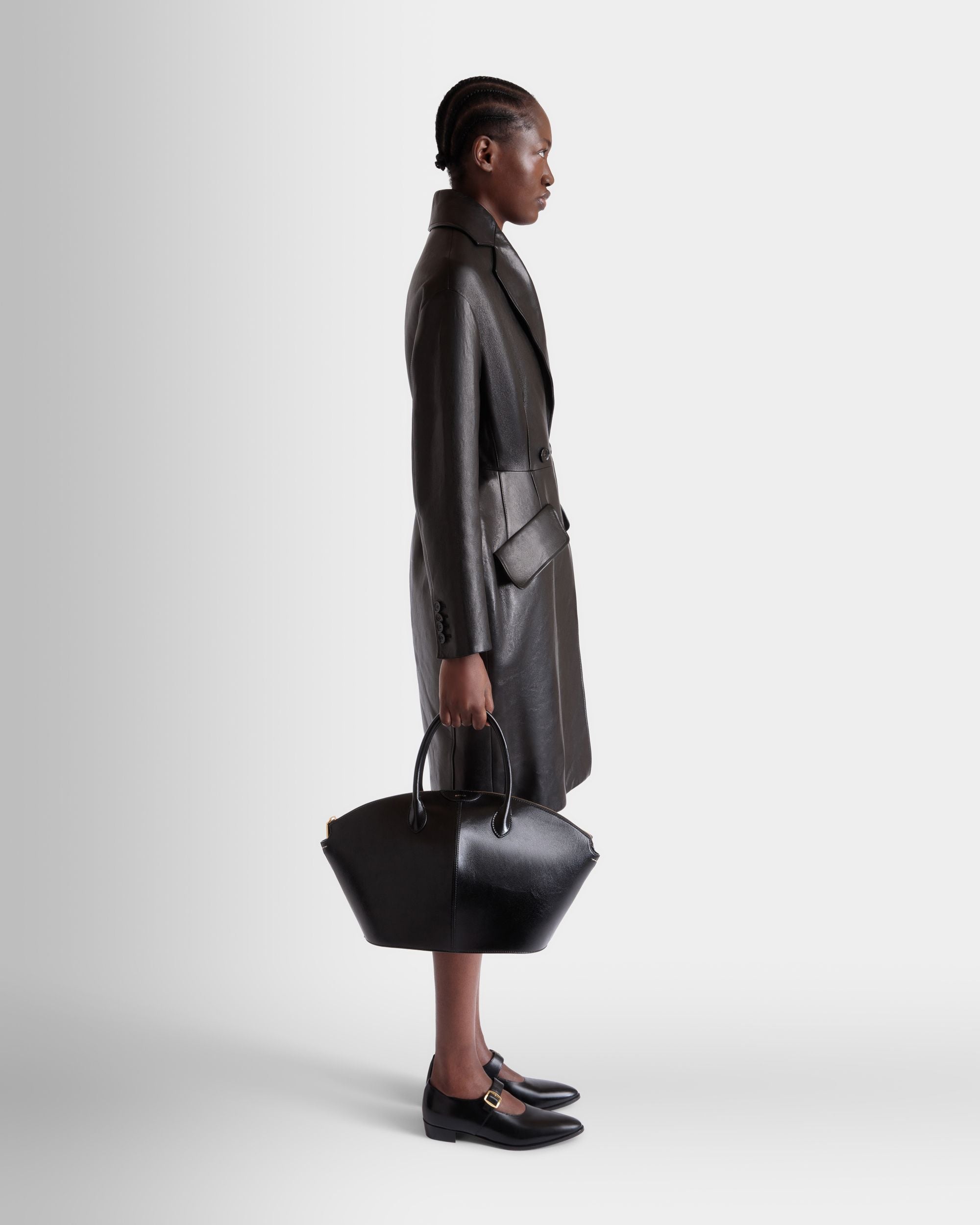 Belle Top Handle Bag in Black Leather - Women's - Bally - 02