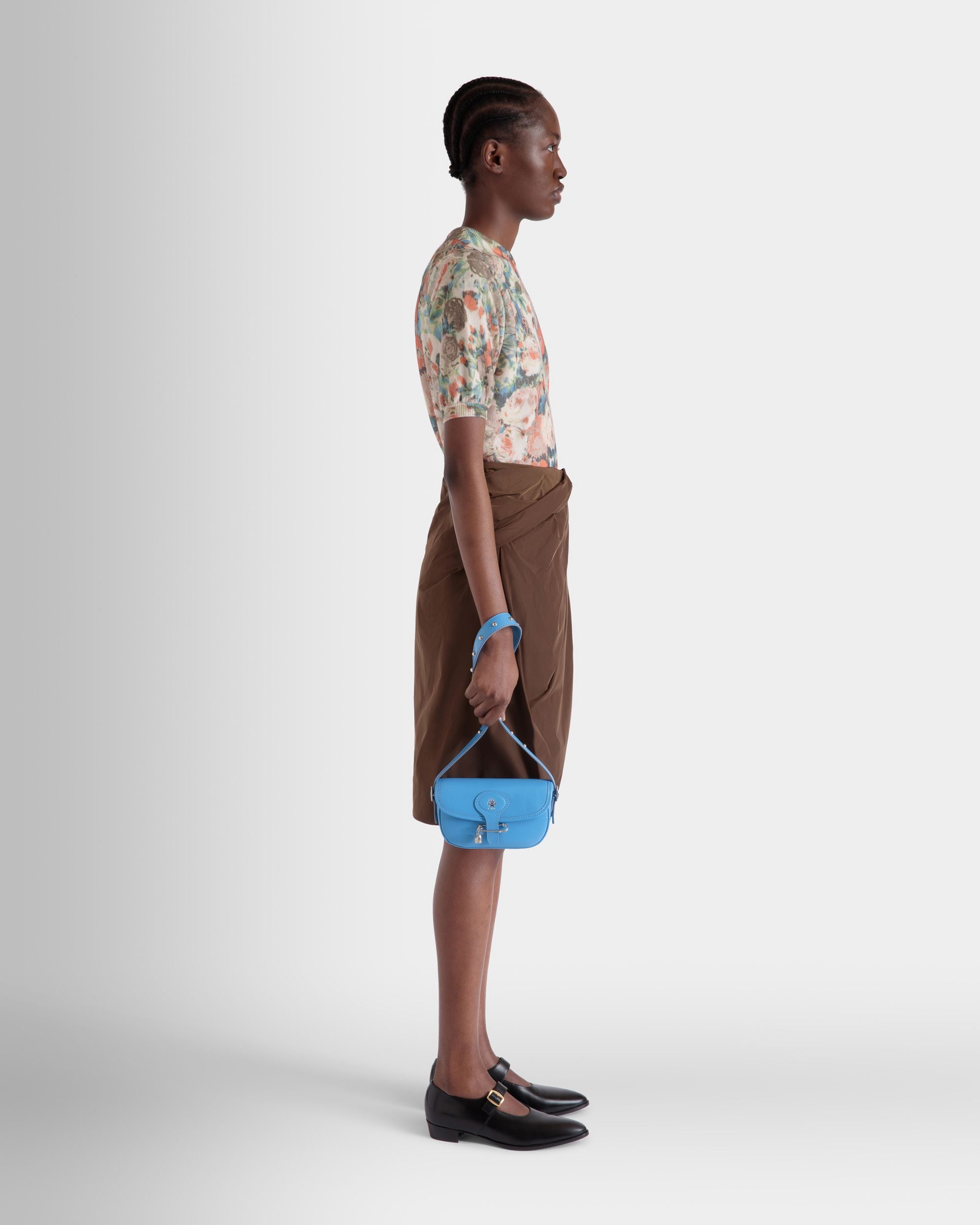 Beckett Minibag in Blue Leather With a Bally Pin - Women's - Bally - 02