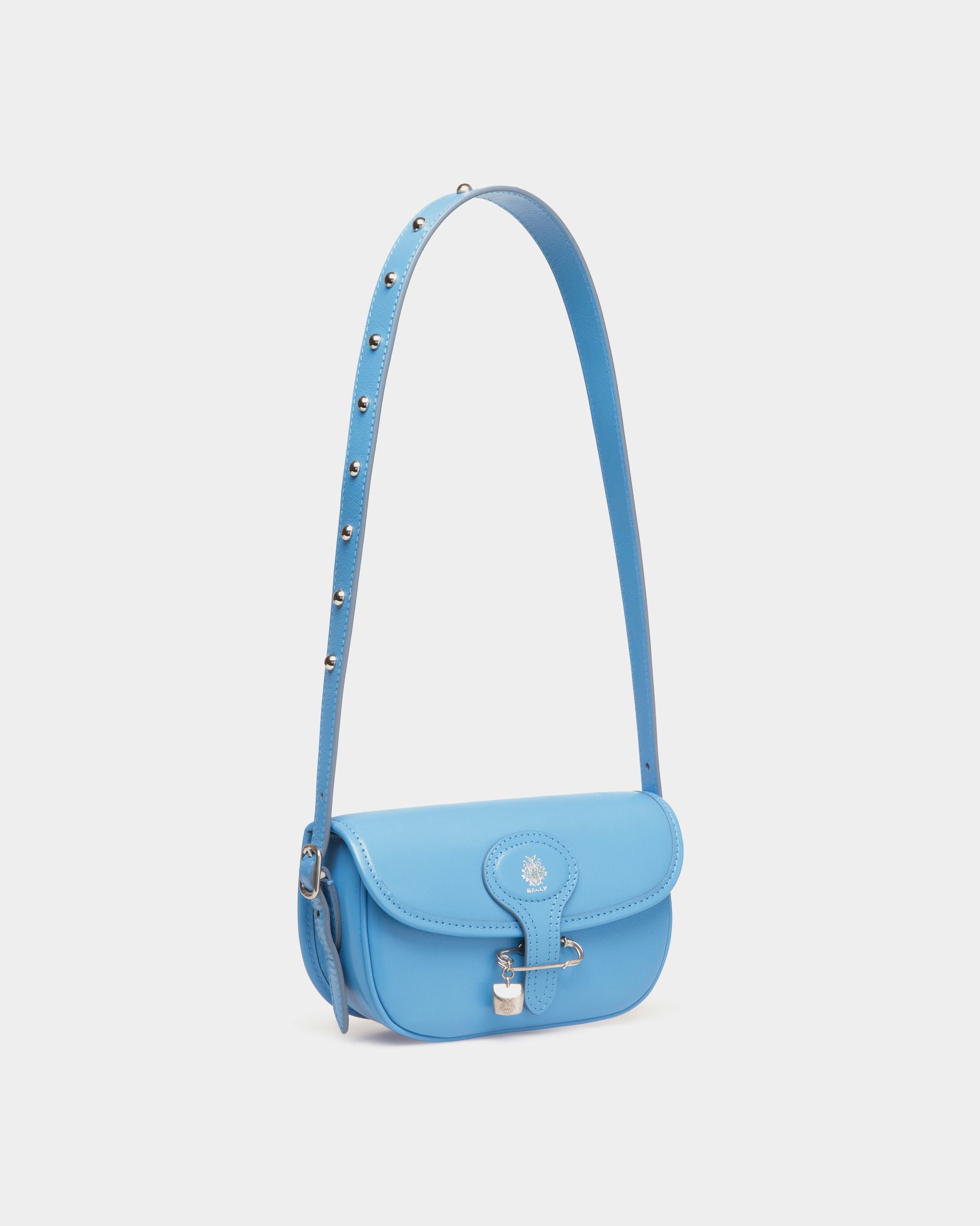 Beckett Minibag in Blue Leather With a Bally Pin - Women's - Bally - 04