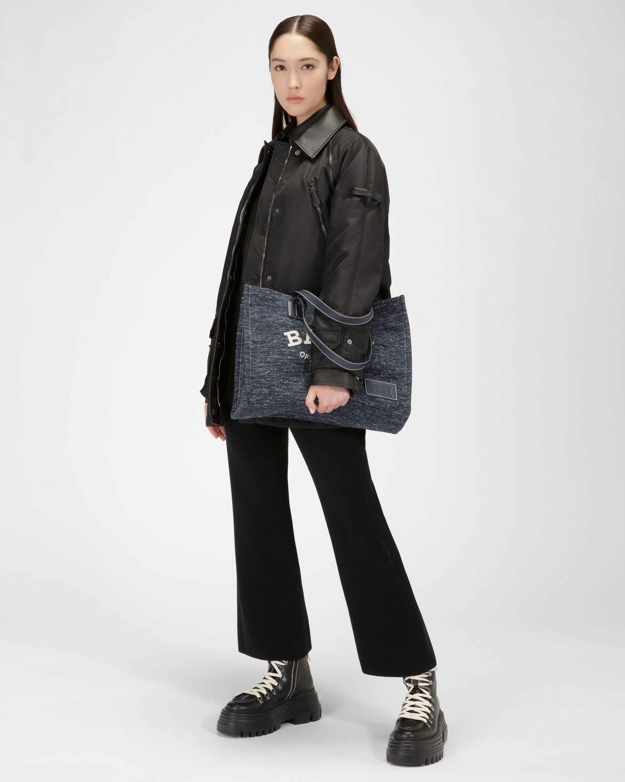 Crystalia Fabric Tote In Navy - Women's - Bally - 06