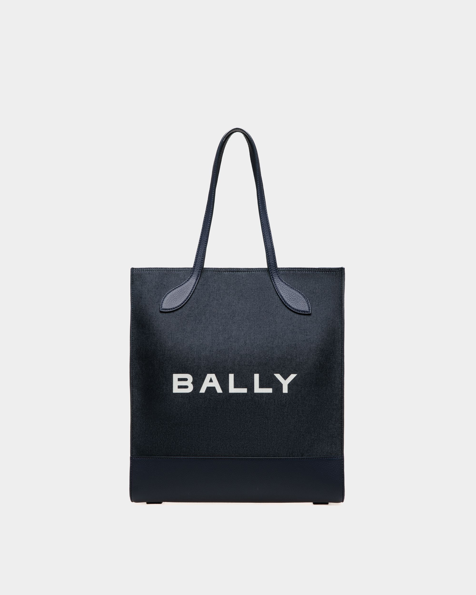 Bar Tote Bag In Blue Fabric - Women's - Bally - 01