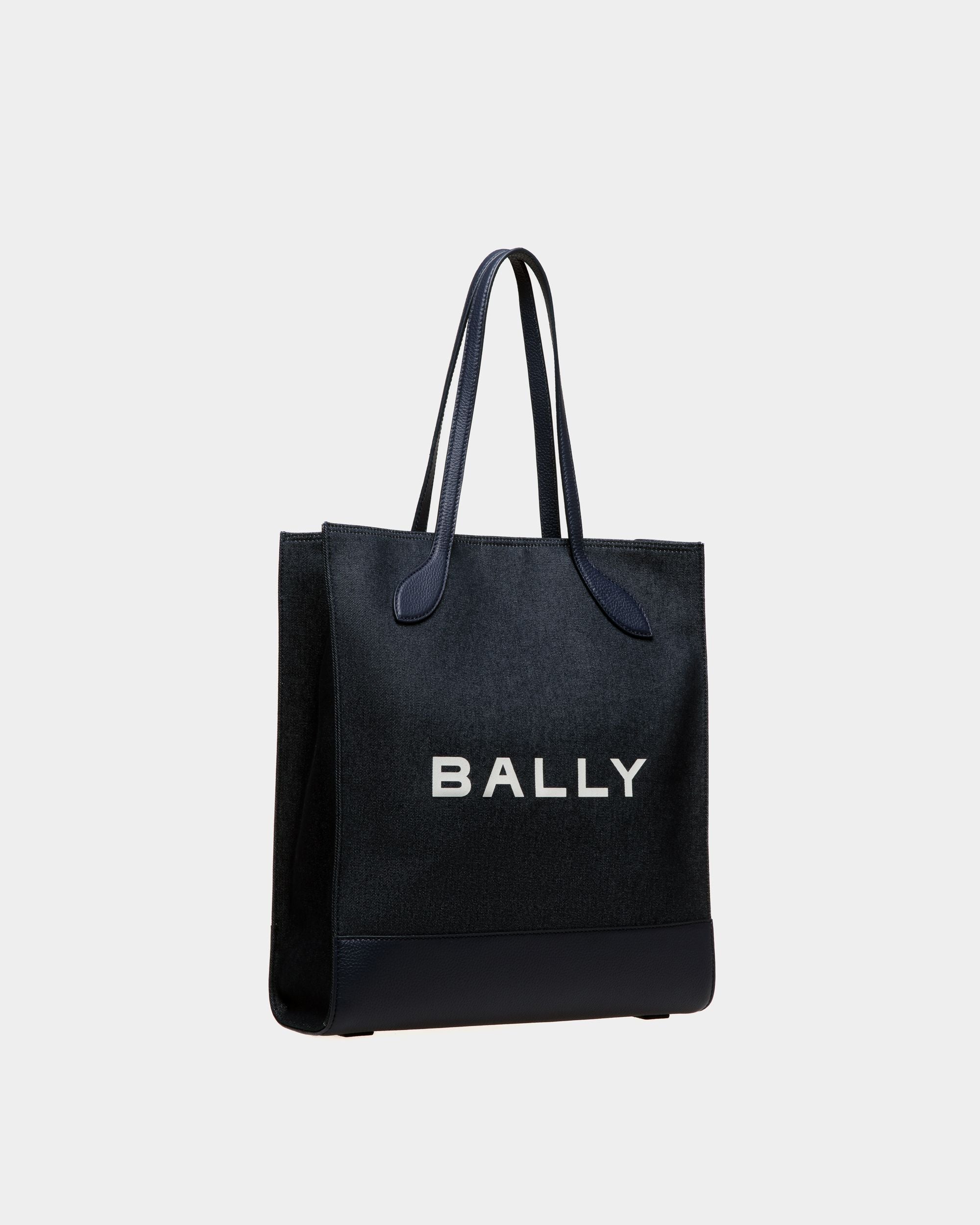 Bar Tote Bag In Blue Fabric - Women's - Bally - 03
