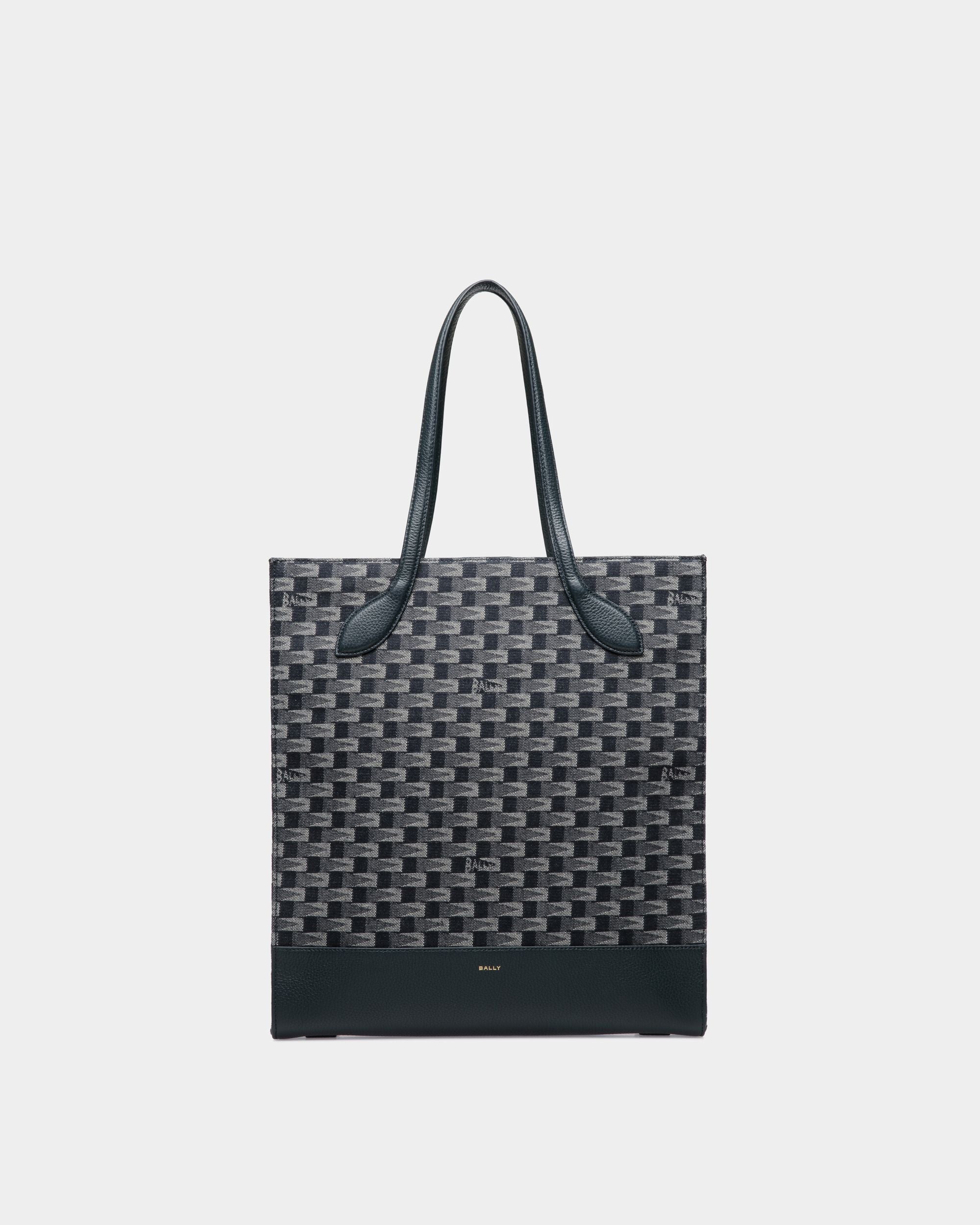 Pennant Tote Bag in Navy Blue Denim - Women's - Bally - 01