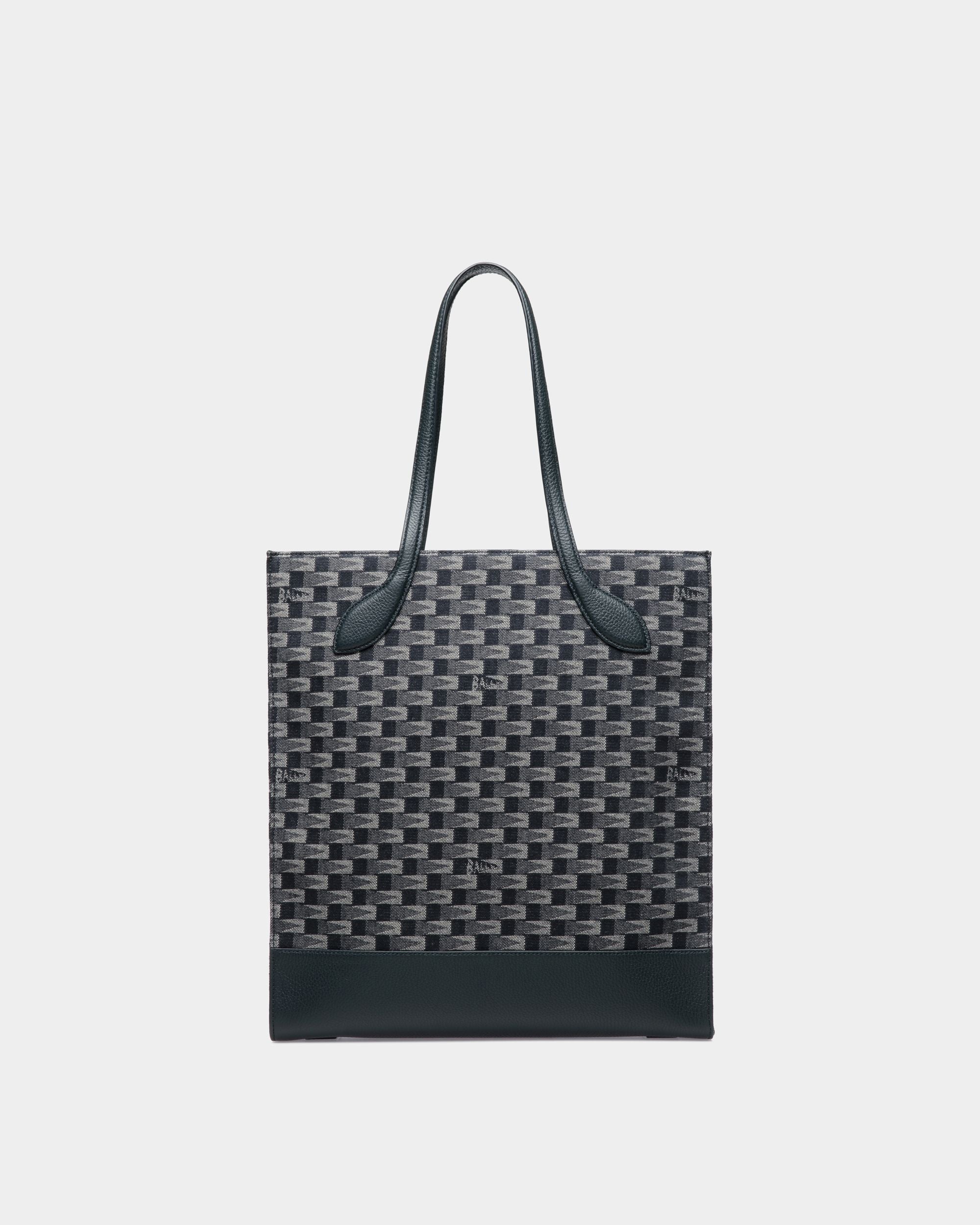 Pennant Tote Bag in Navy Blue Denim - Women's - Bally - 02