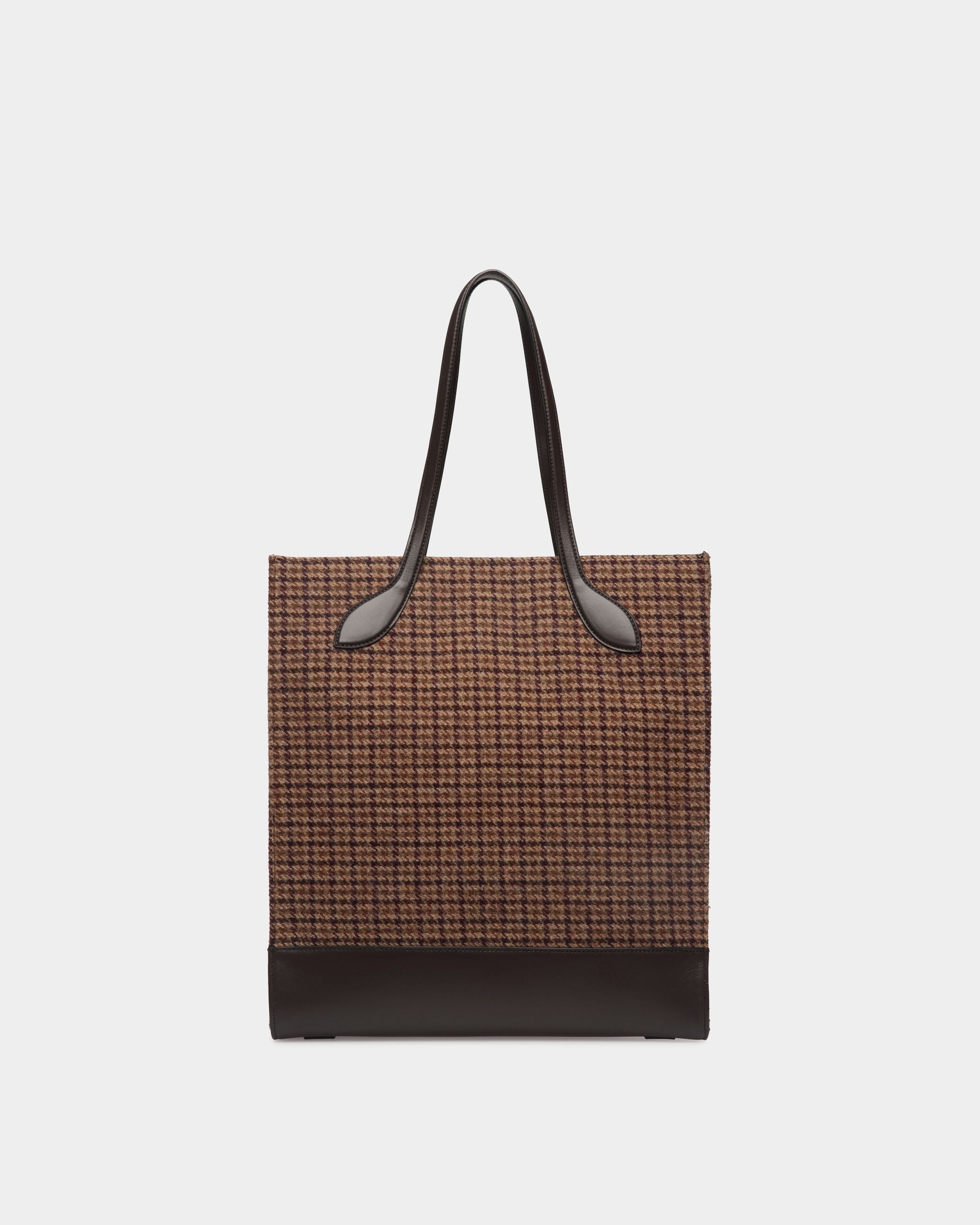Bar Tote Bag in Multibrown Check Wool And Leather - Women's - Bally - 03