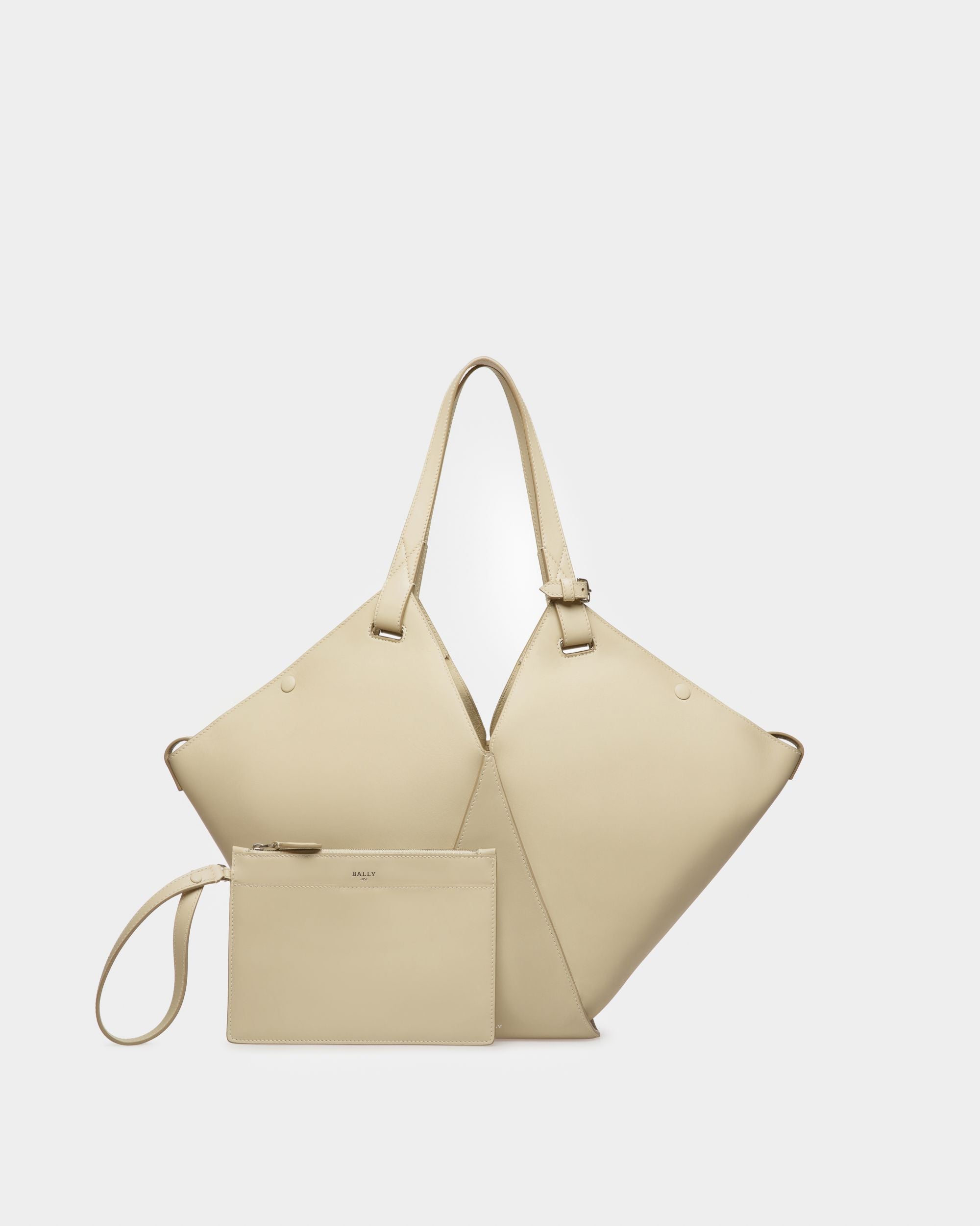 Ahria Leather Tote In Light Beige - Women's - Bally - 05