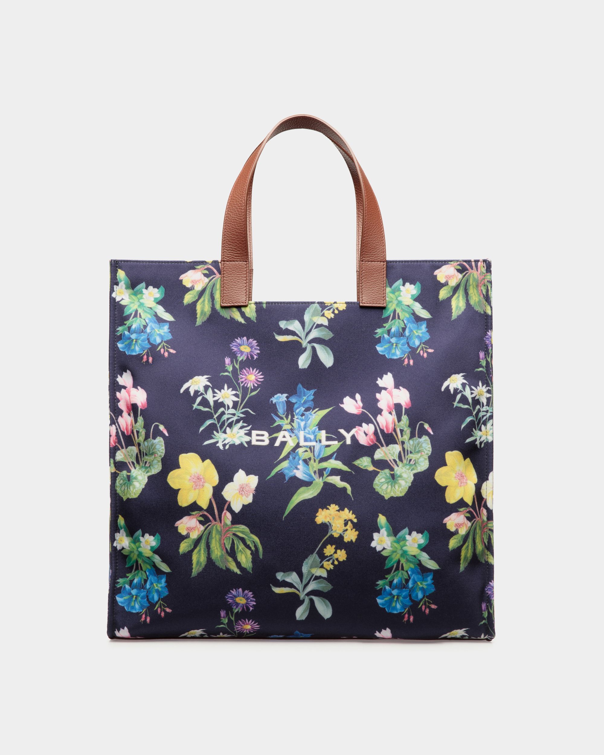 Easy Bally Tote Bag In Mountain Flower Print Canvas And Leather - Women's - Bally - 01