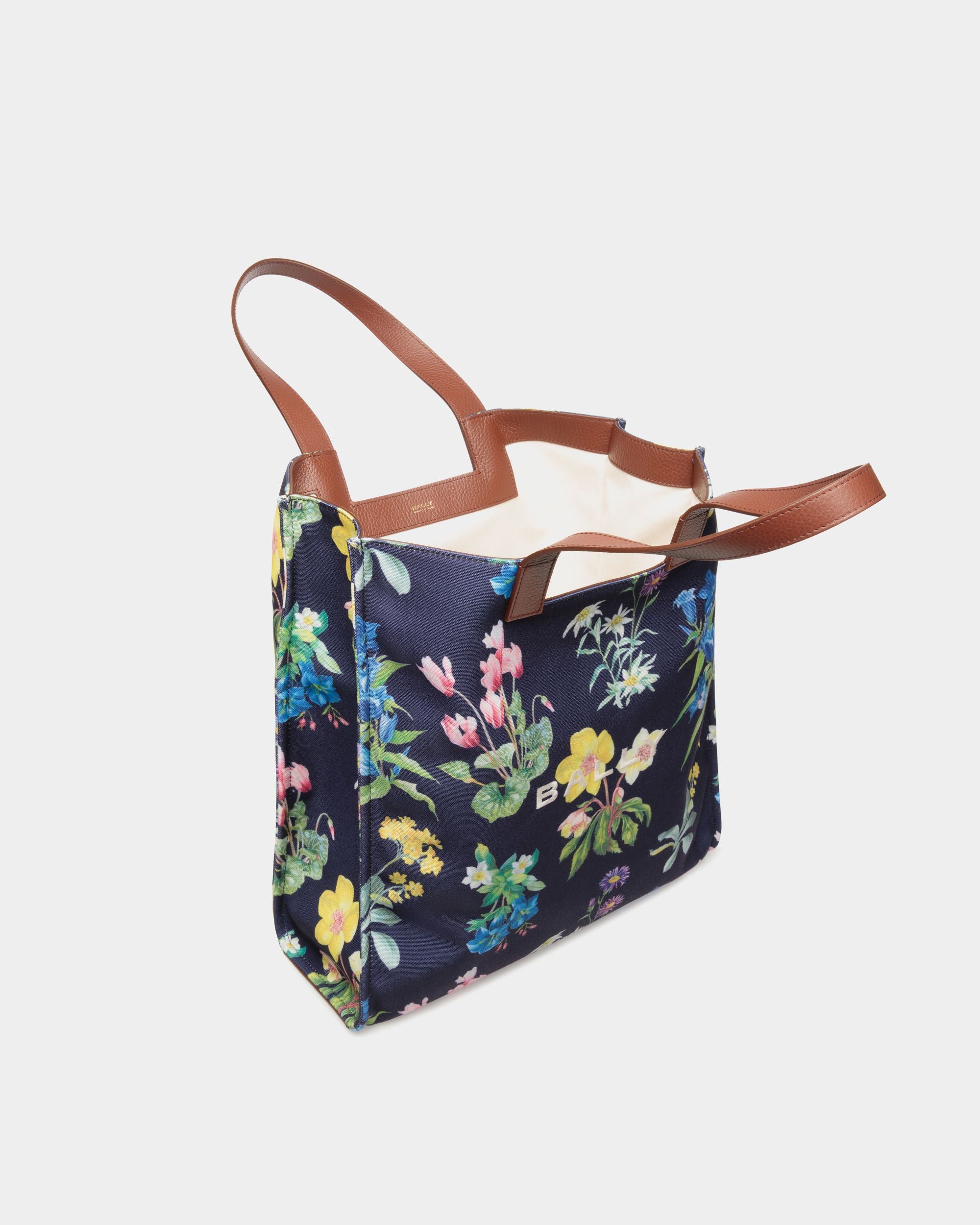 Easy Bally Tote Bag In Mountain Flower Print Canvas And Leather - Women's - Bally - 05