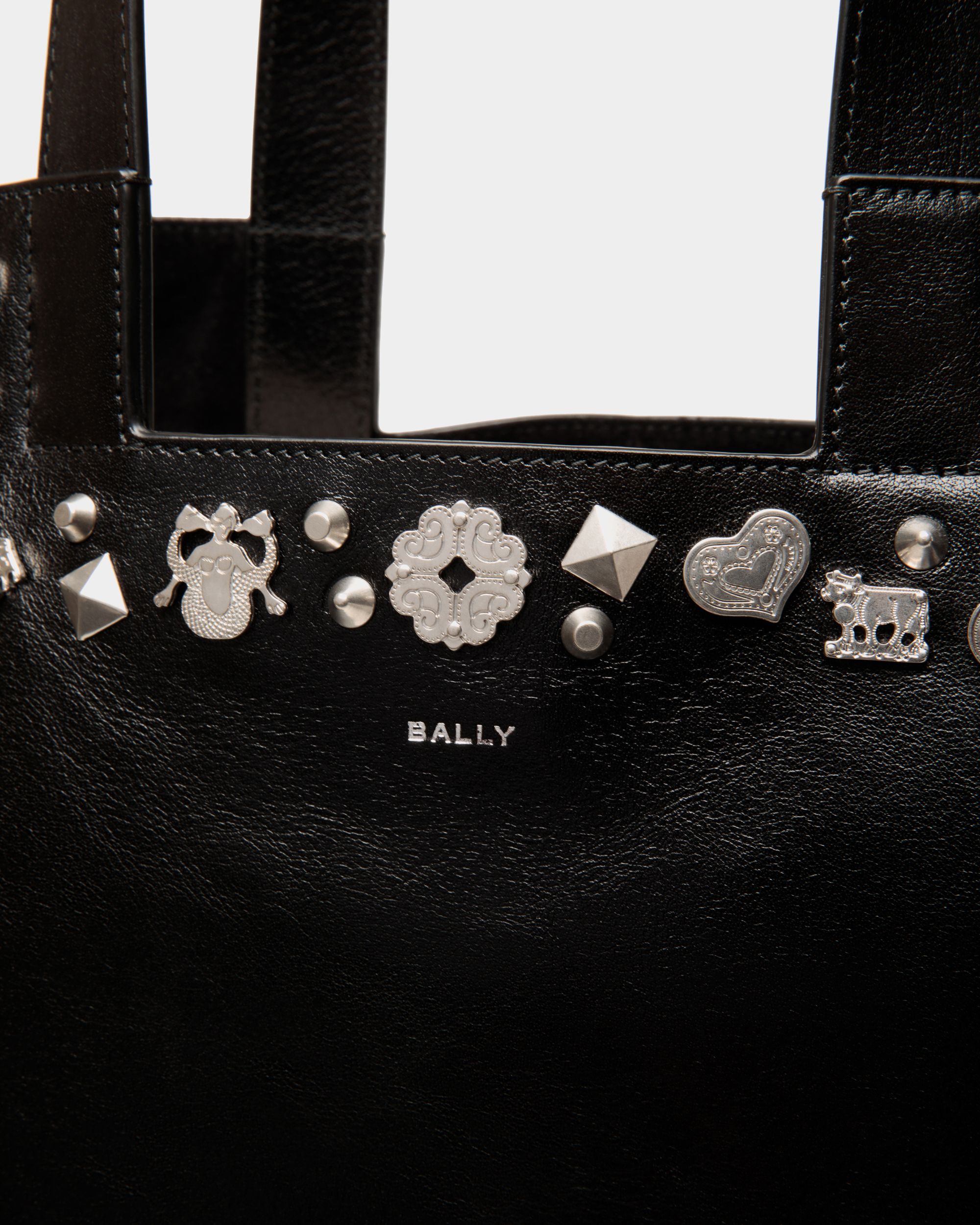 Easy Bally Tote Bag In Black Leather with Studs - Women's - Bally - 06