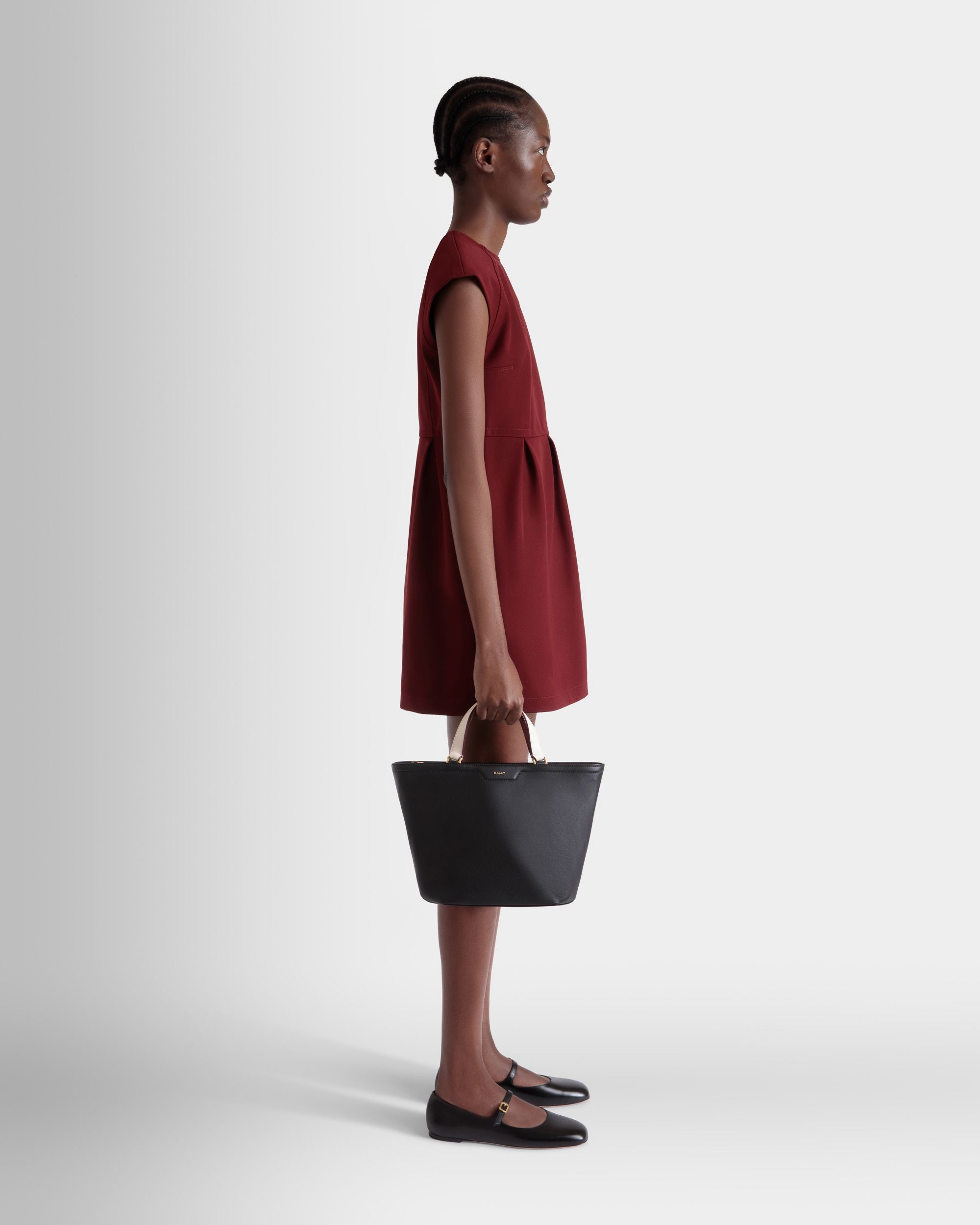 Code Small Tote Bag in Black Leather - Women's - Bally - 02