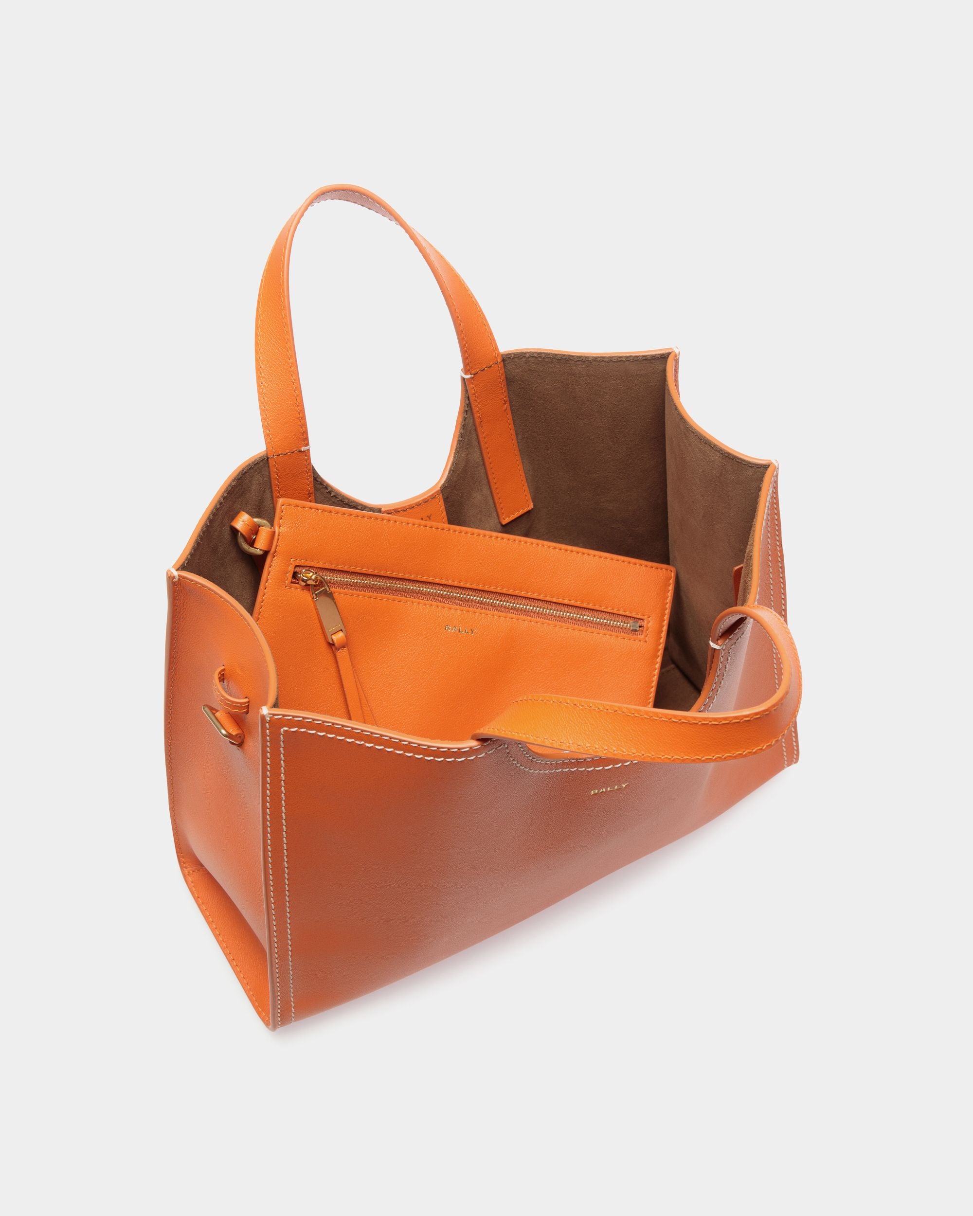 Easy Bally Tote Bag in Koi Orange Leather - Women's - Bally - 04