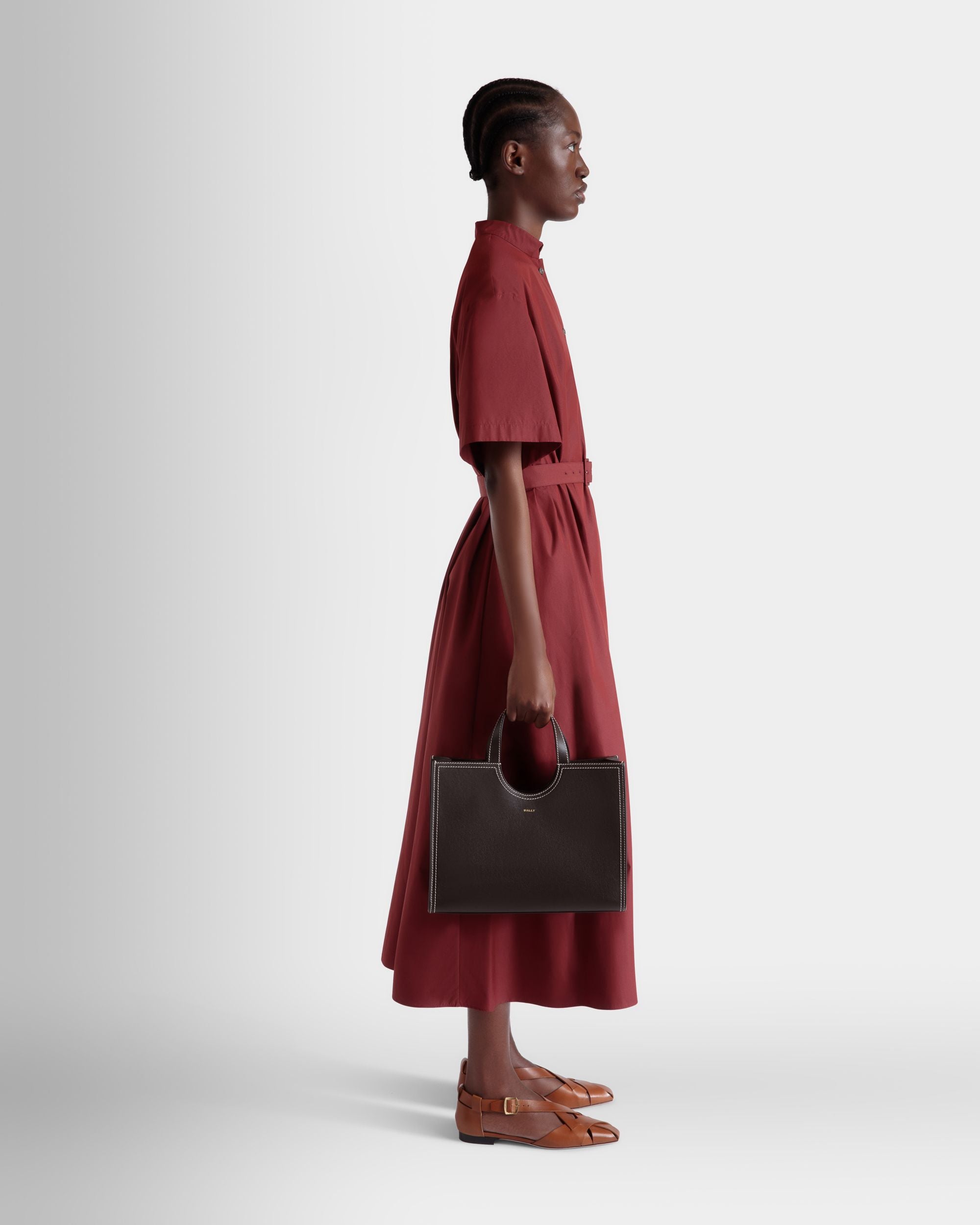 Easy Bally Tote Bag in Ebano Leather - Women's - Bally - 02