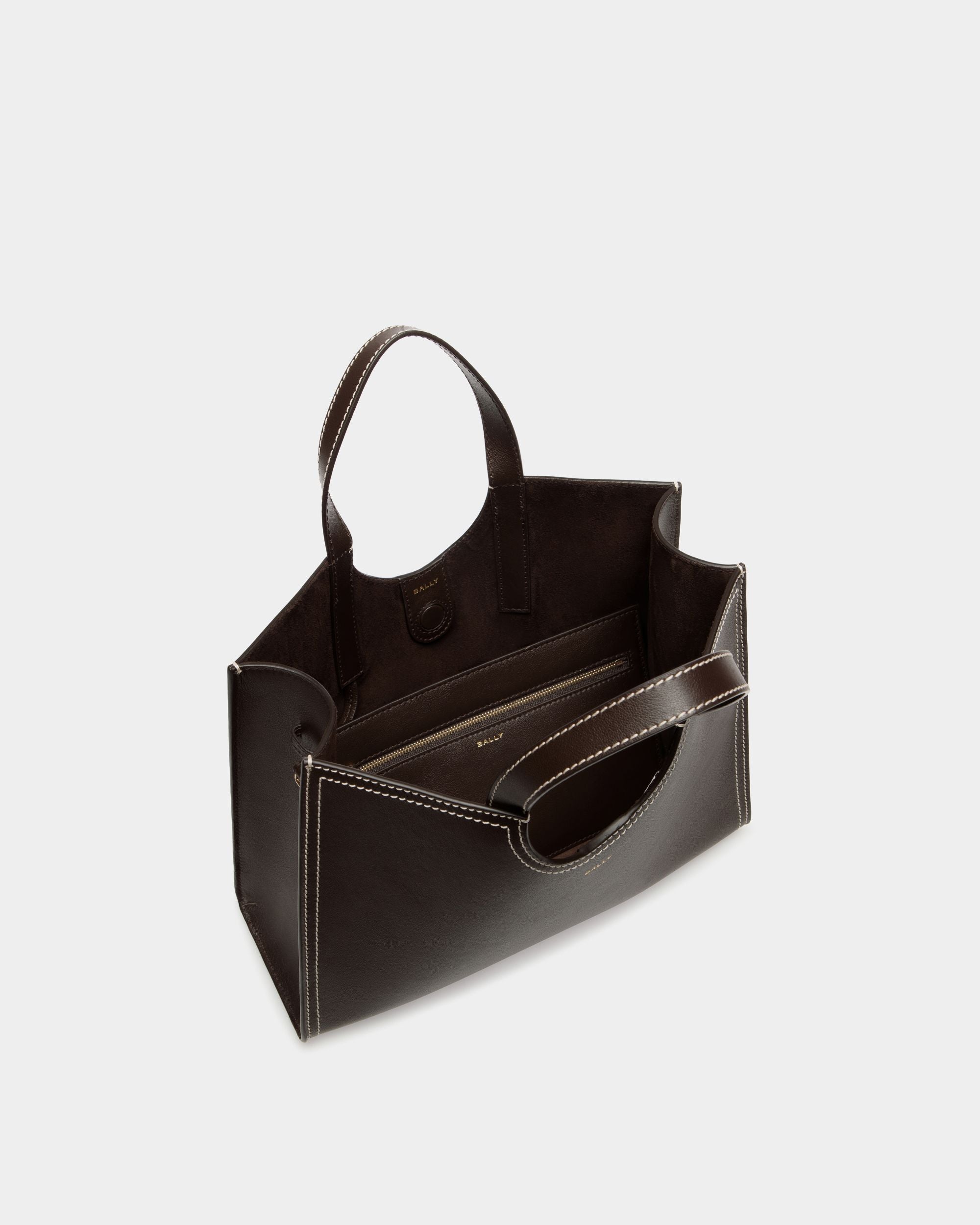 Easy Bally Tote Bag in Ebano Leather - Women's - Bally - 05