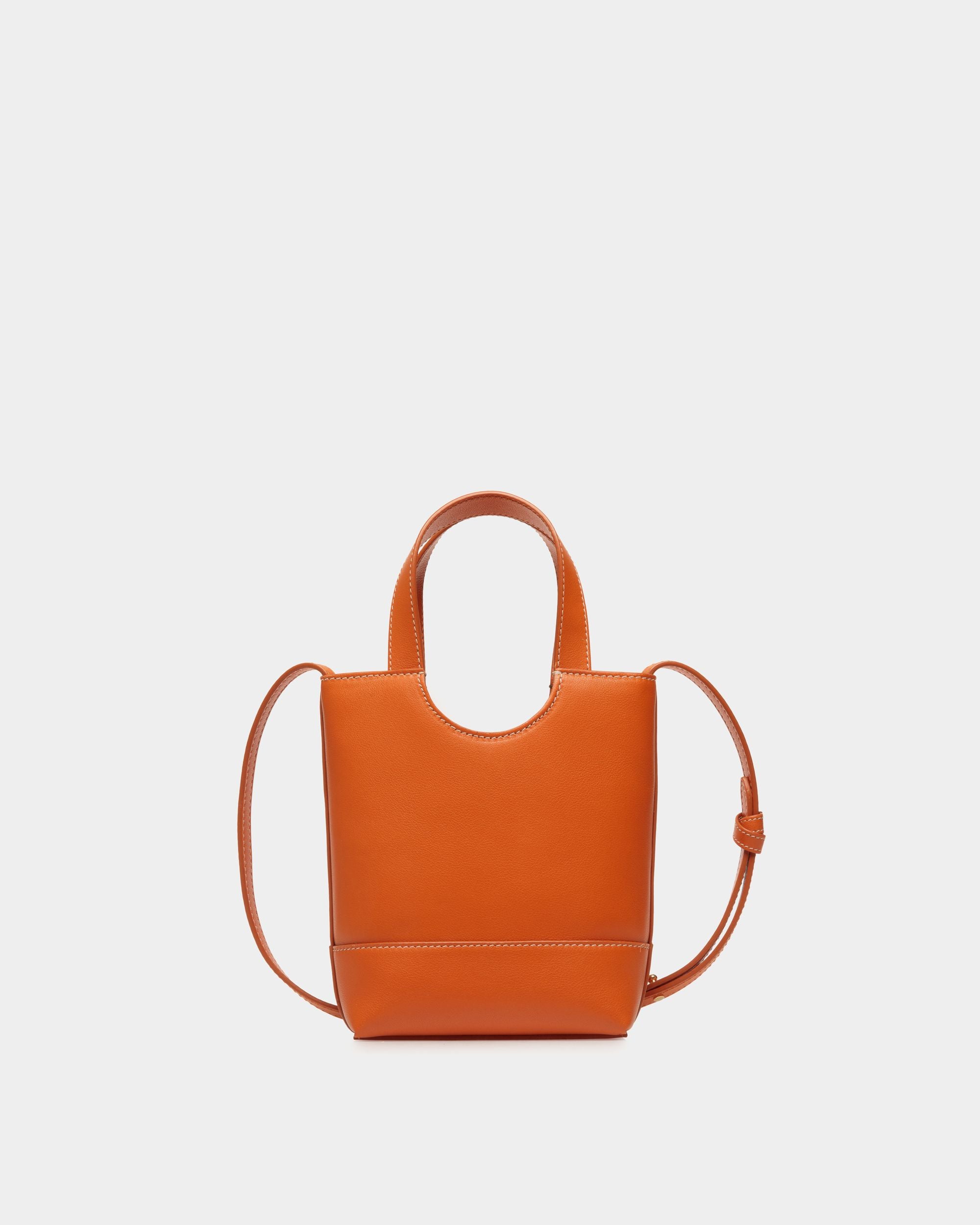 Easy Bally Small Tote Bag in Koi Orange Leather - Women's - Bally - 02