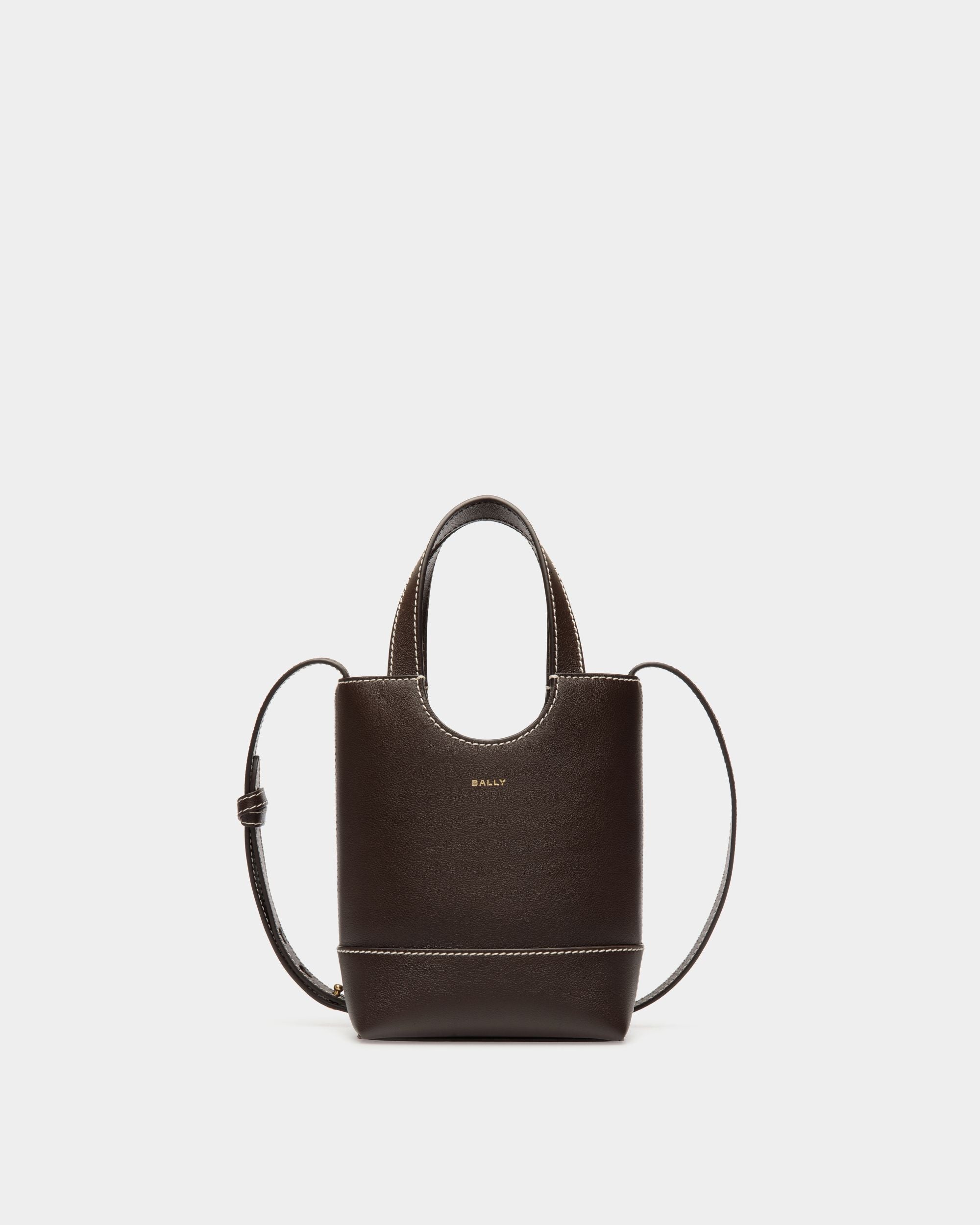 Easy Bally Small Tote Bag in Ebano Leather - Women's - Bally - 01
