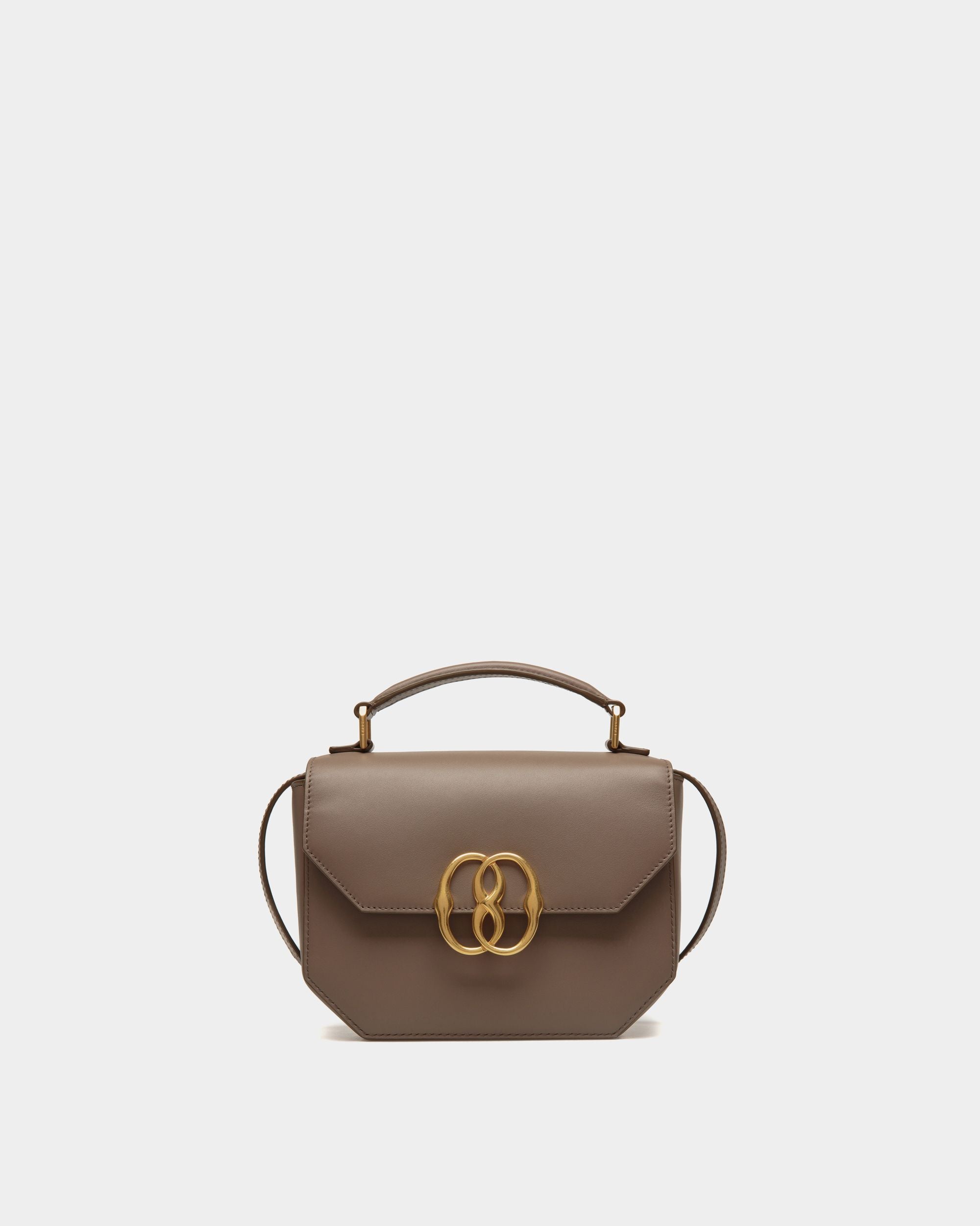Emblem Mini Bag in Beige Leather - Women's - Bally - 01