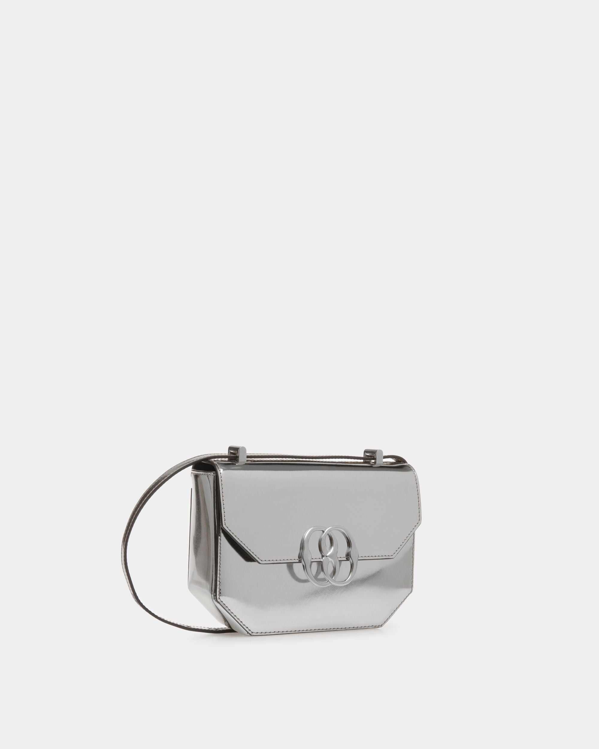 Emblem Minibag In Silver Leather - Women's - Bally - 03