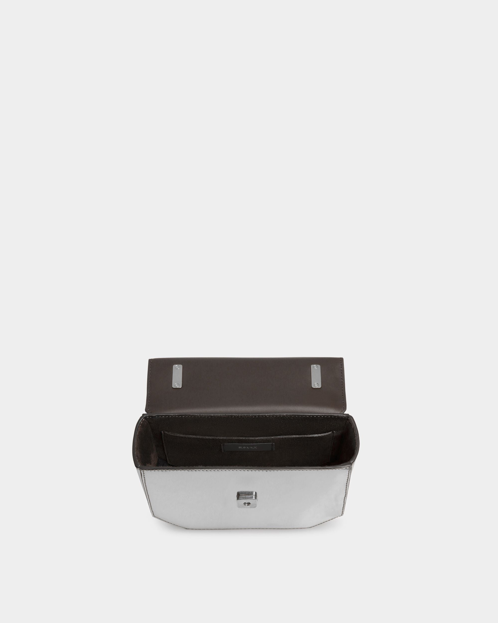 Emblem Minibag In Silver Leather - Women's - Bally - 04