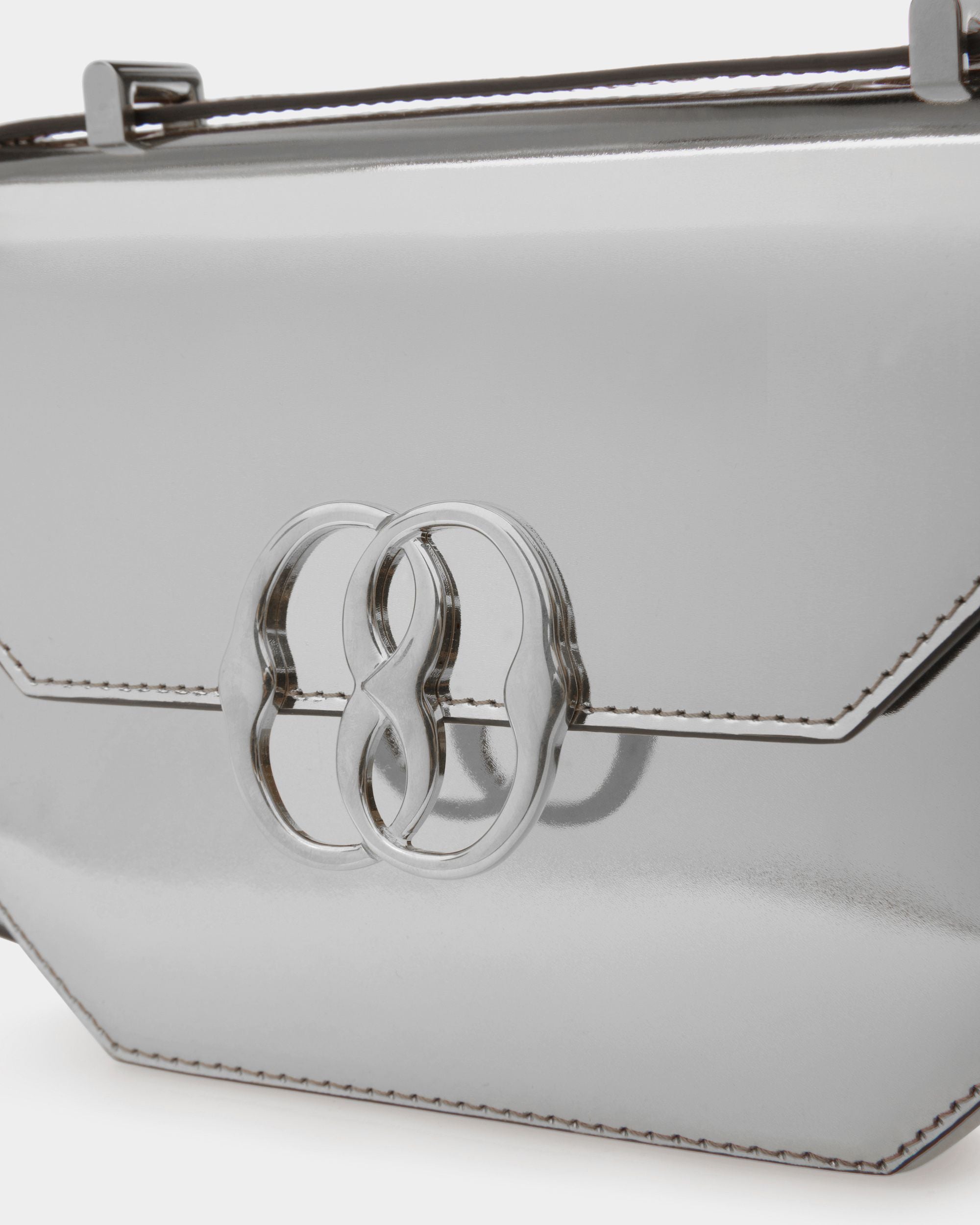 Emblem Minibag In Silver Leather - Women's - Bally - 05