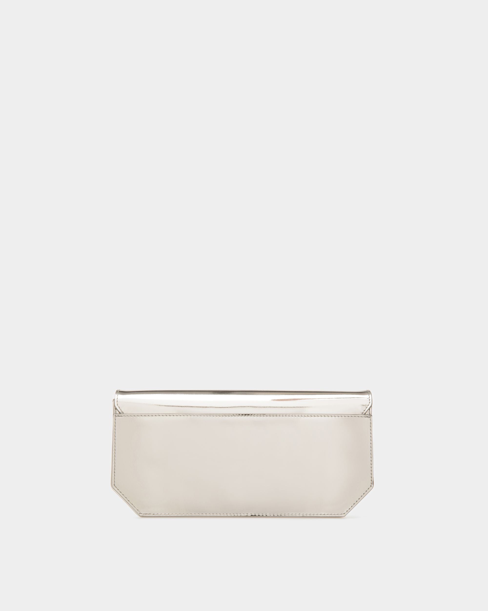 Emblem Shoulder Bag In Silver Leather - Women's - Bally - 02