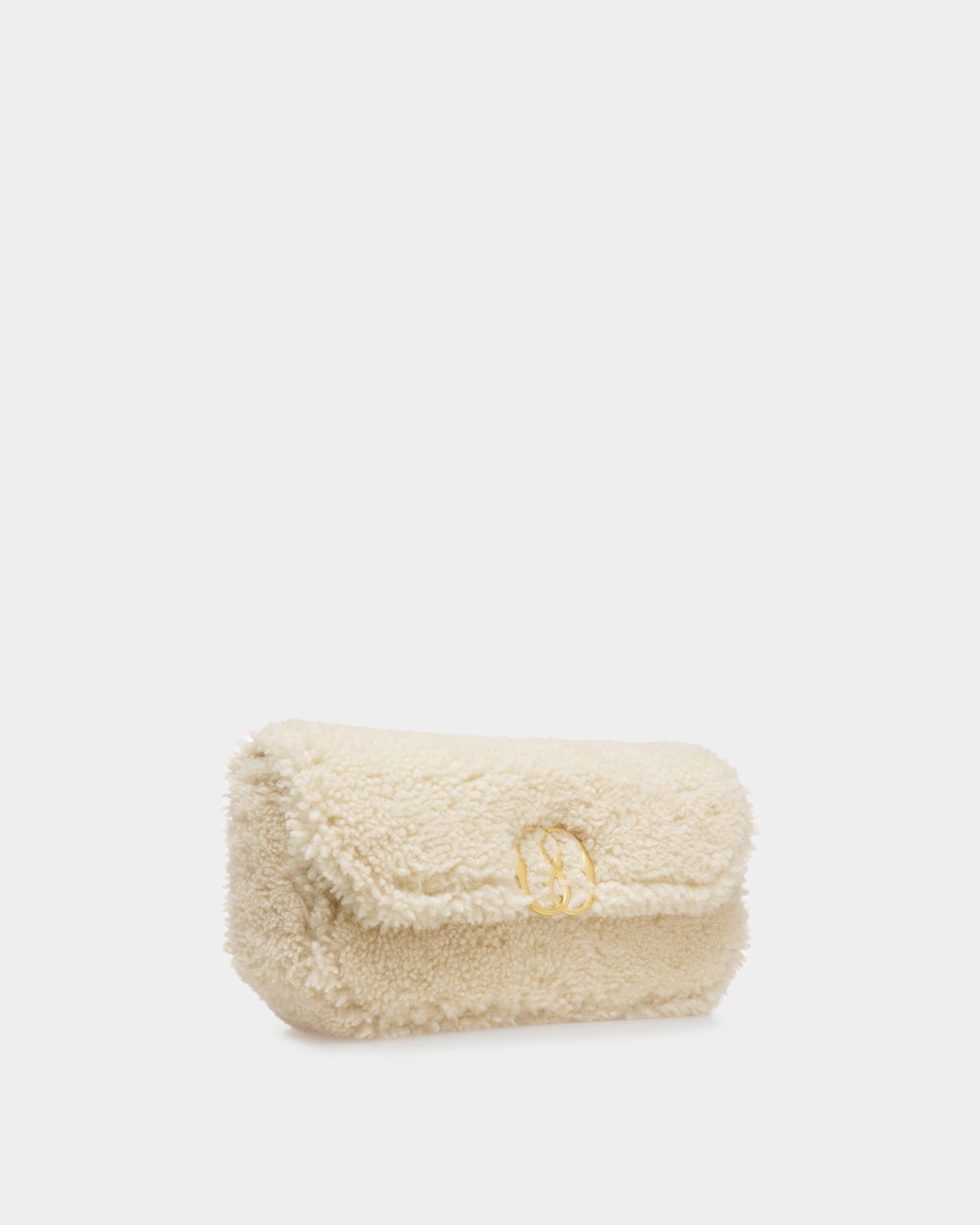Emblem Shoulder Bag In Bone Wool - Women's - Bally - 04