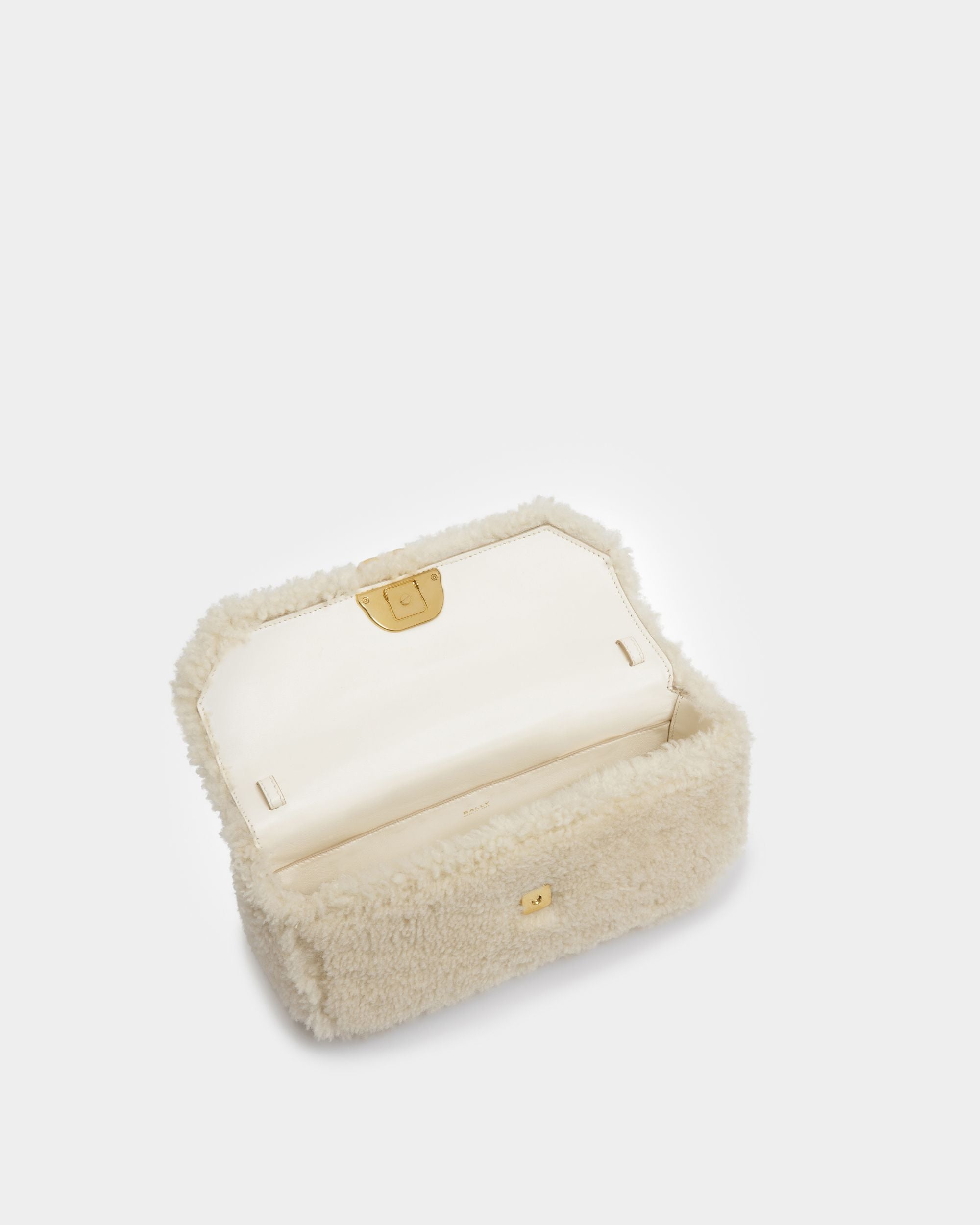 Emblem Shoulder Bag In Bone Wool - Women's - Bally - 05